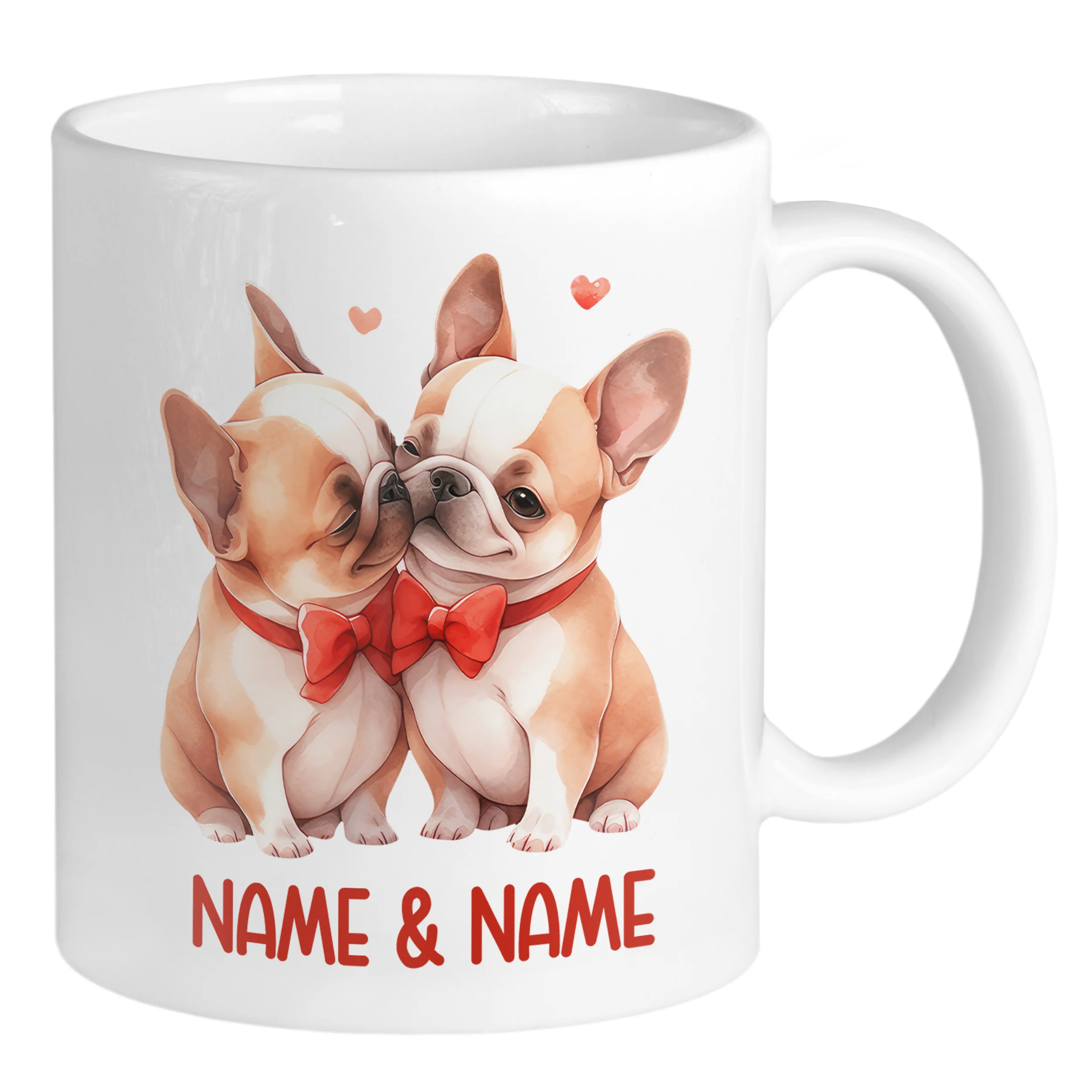Tasse mit verliebten Französischen Bulldoggen