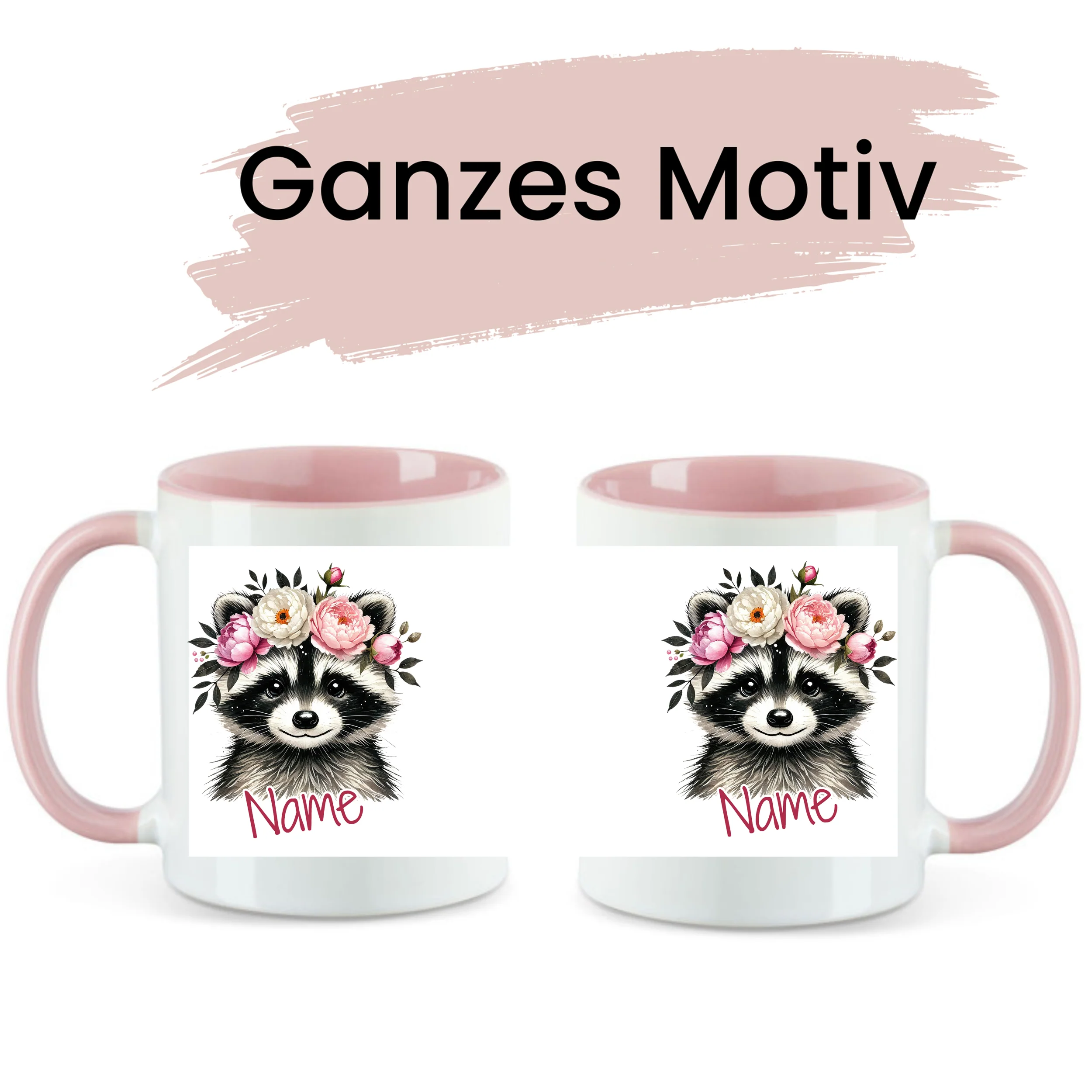 Tasse mit Waschbär und Blumen - Image 2