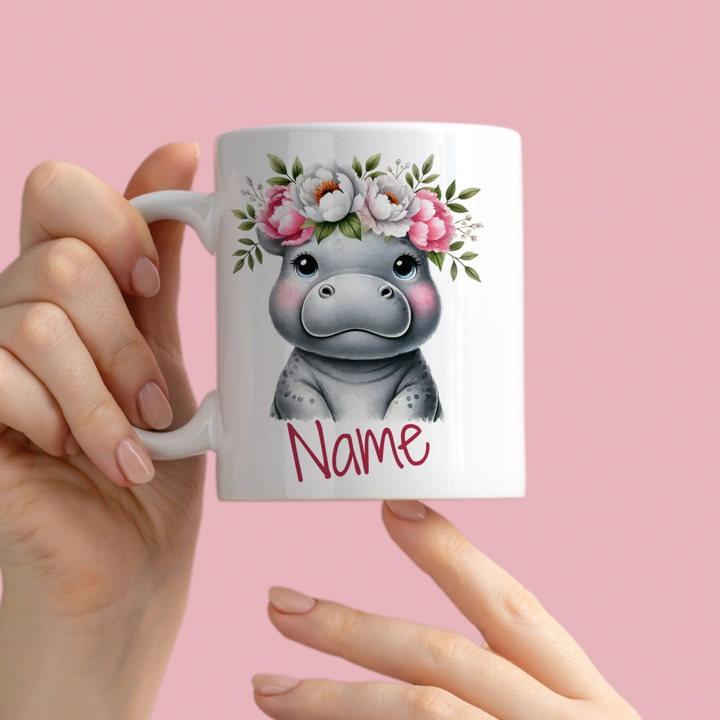 Tasse Nilpferd mit Blumenkranz - Image 3