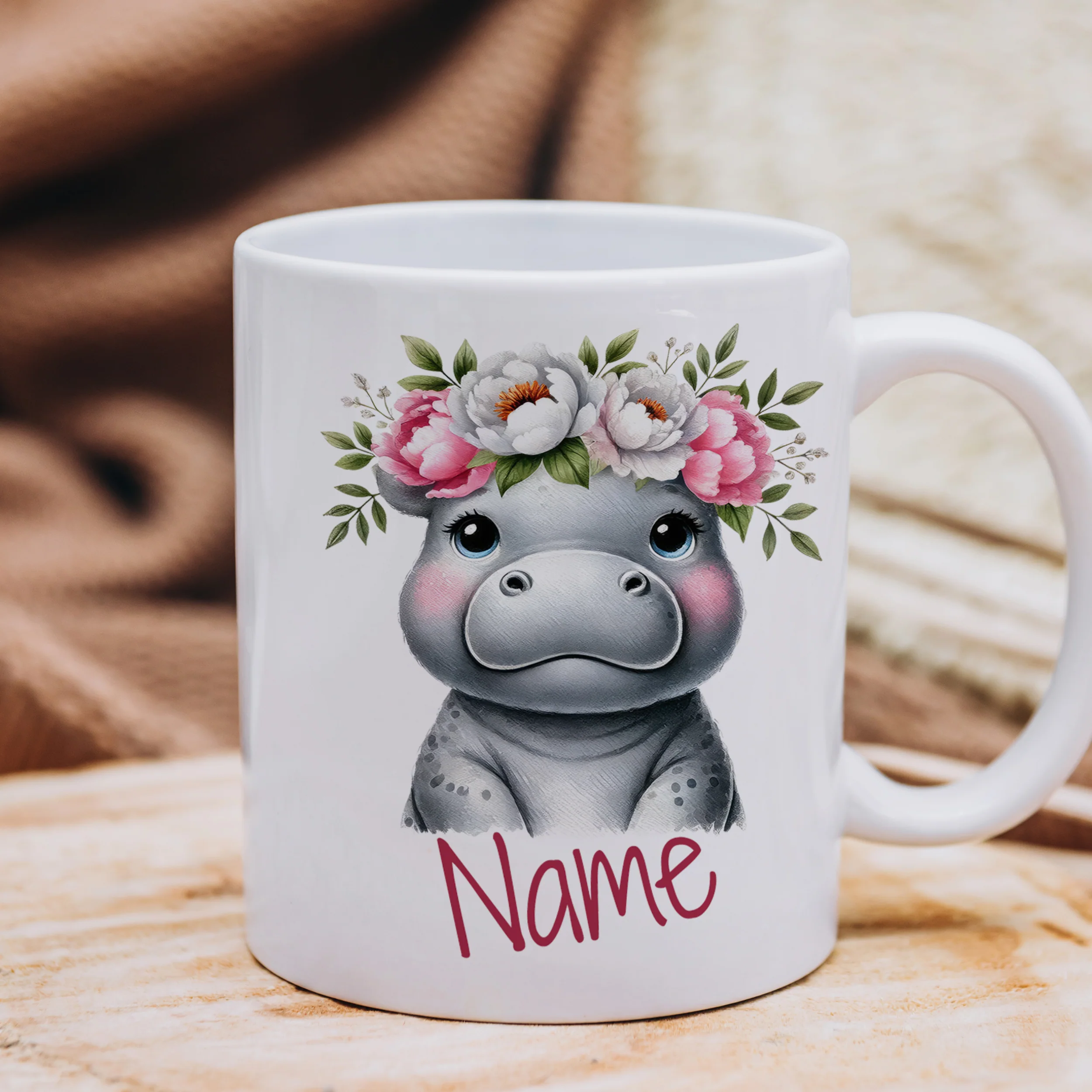 Tasse Nilpferd mit Blumenkranz - Image 4