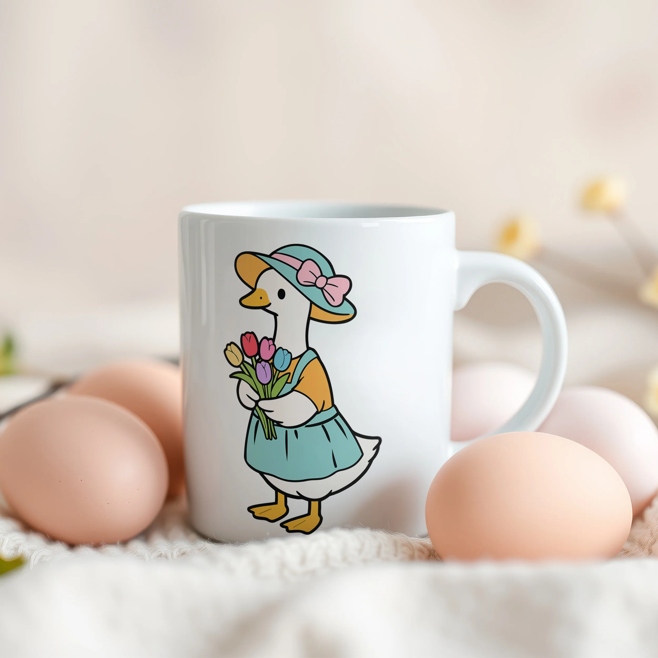 Tasse Ostern mit Ente und Blumen - Image 3