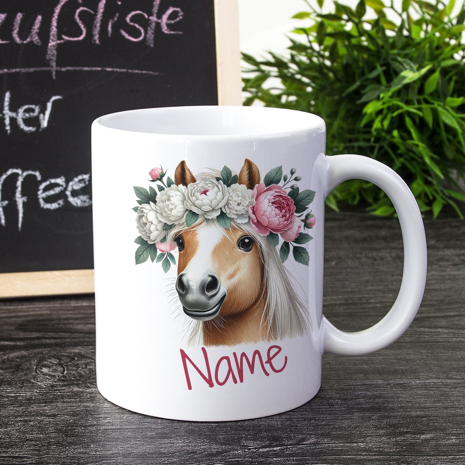 Tasse Pferd mit Blumenkranz - Image 2