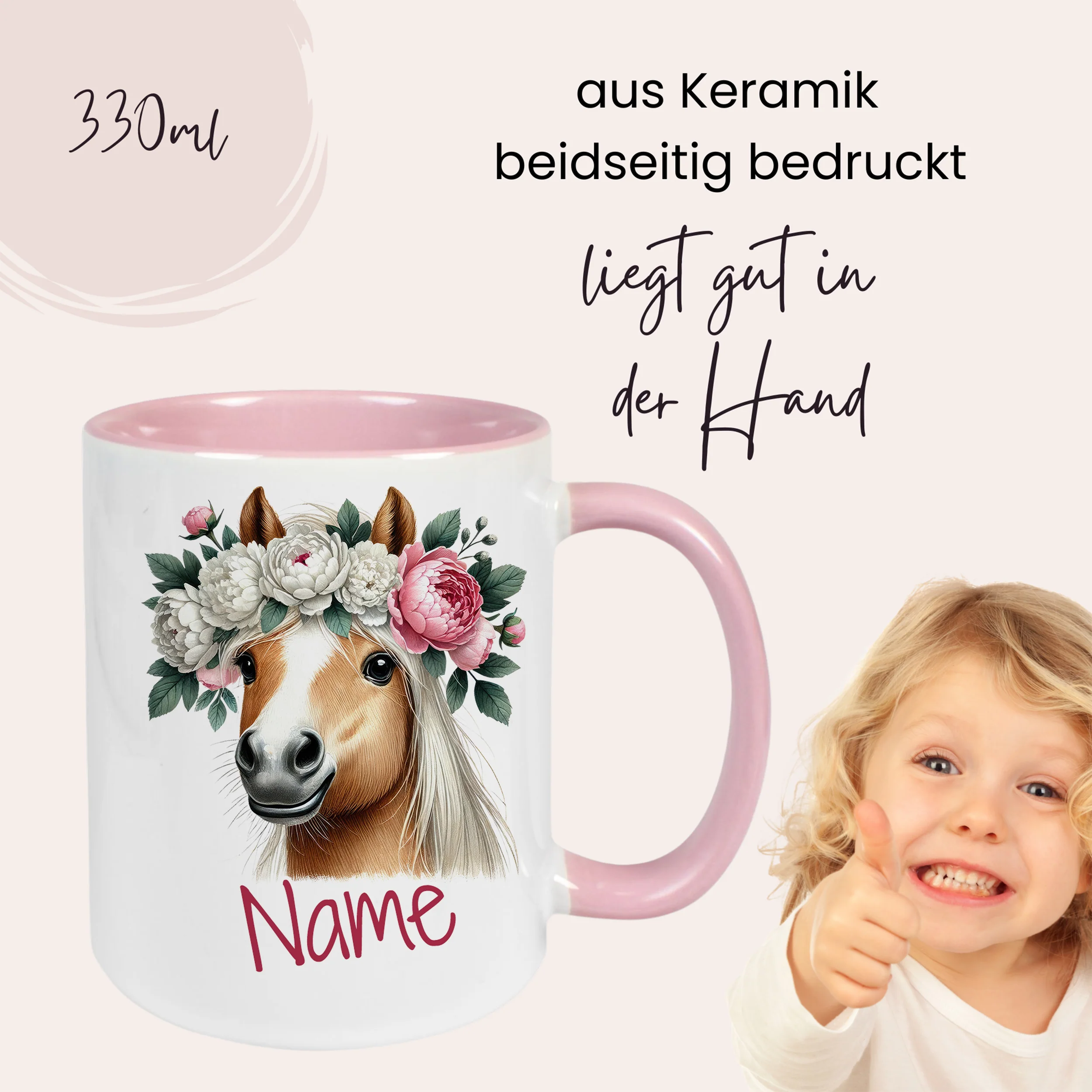 Tasse Pferd mit Blumenkranz - Image 4