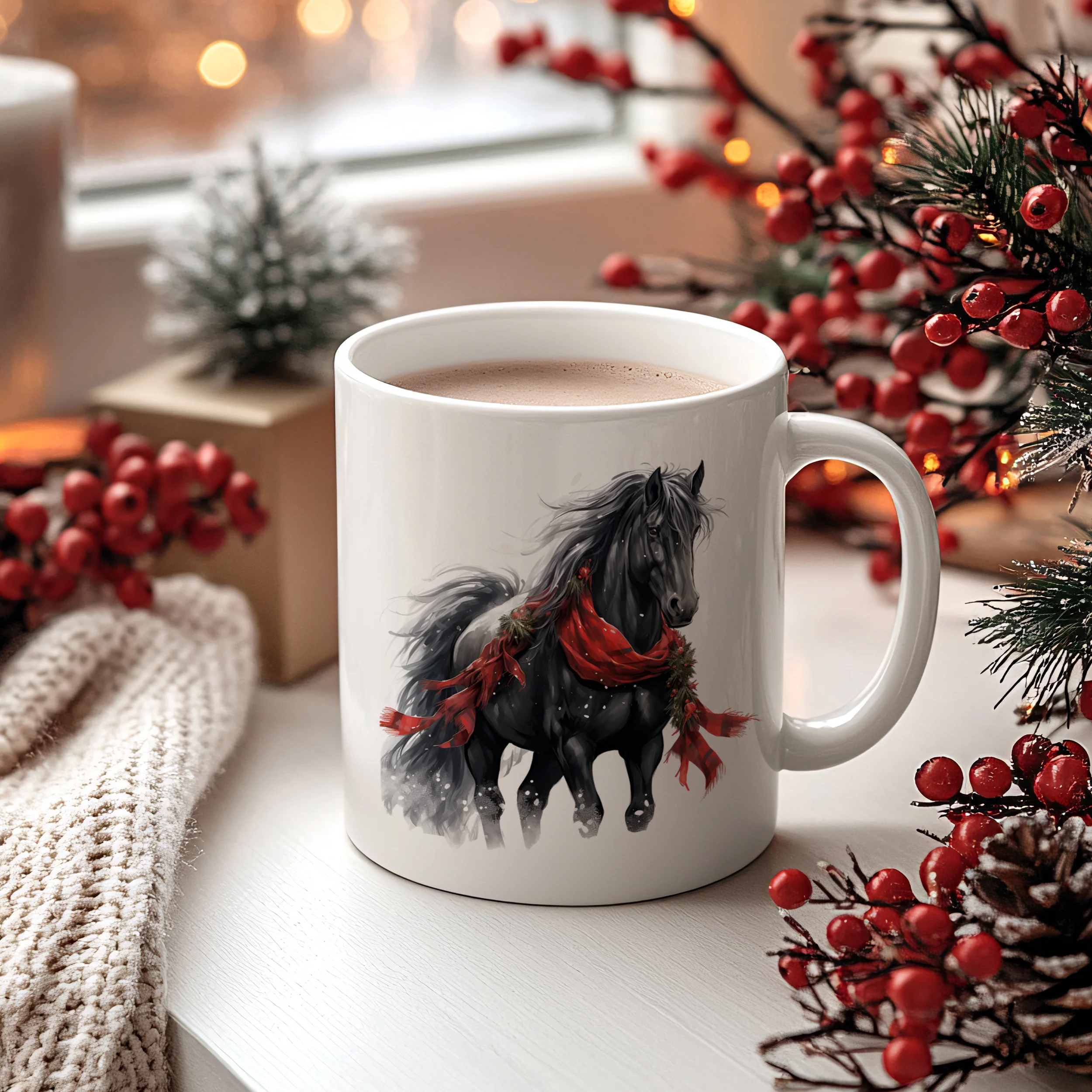 Tasse Pferd mit rotem Schal - Image 2