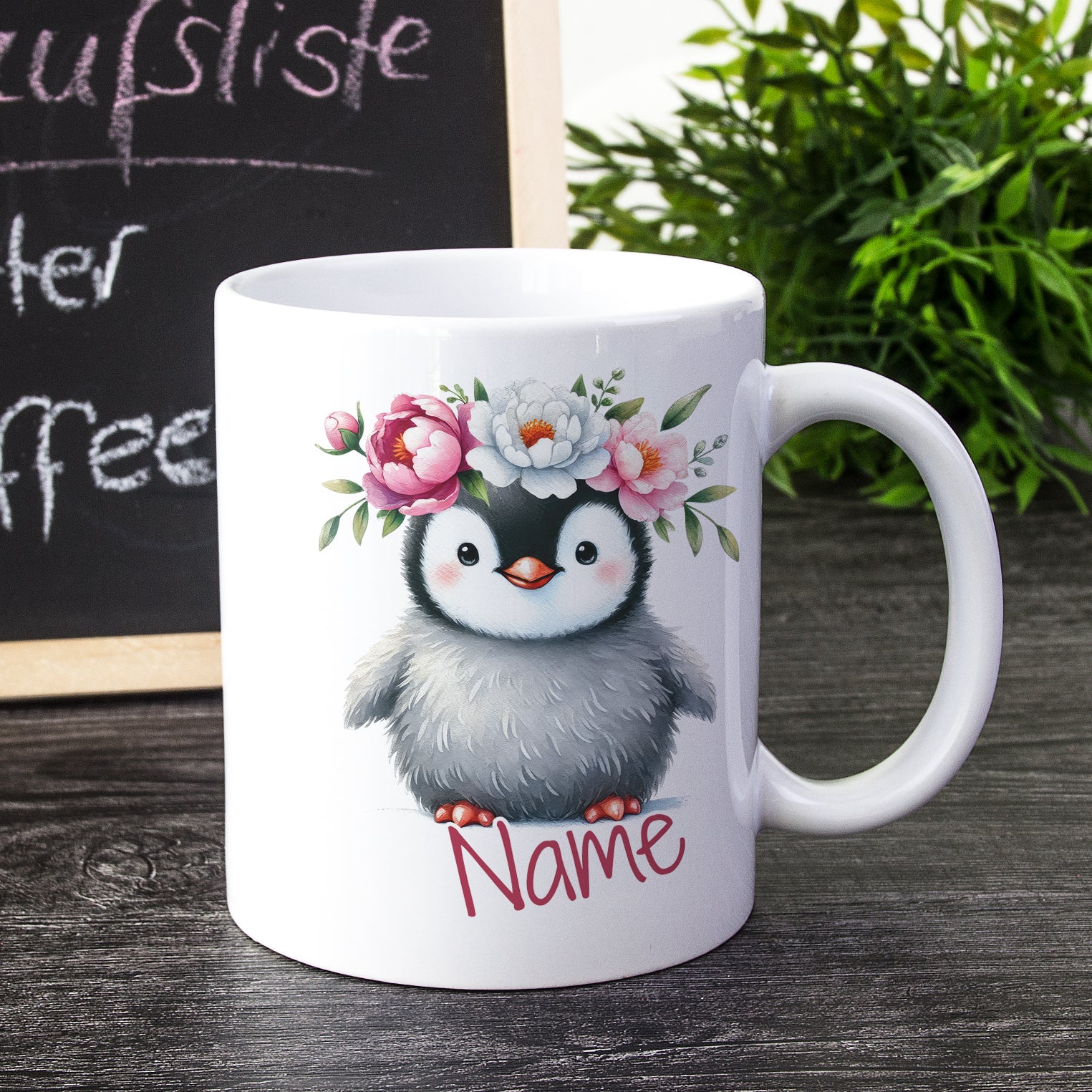 Tasse Pinguin mit Blumenkranz - Image 2