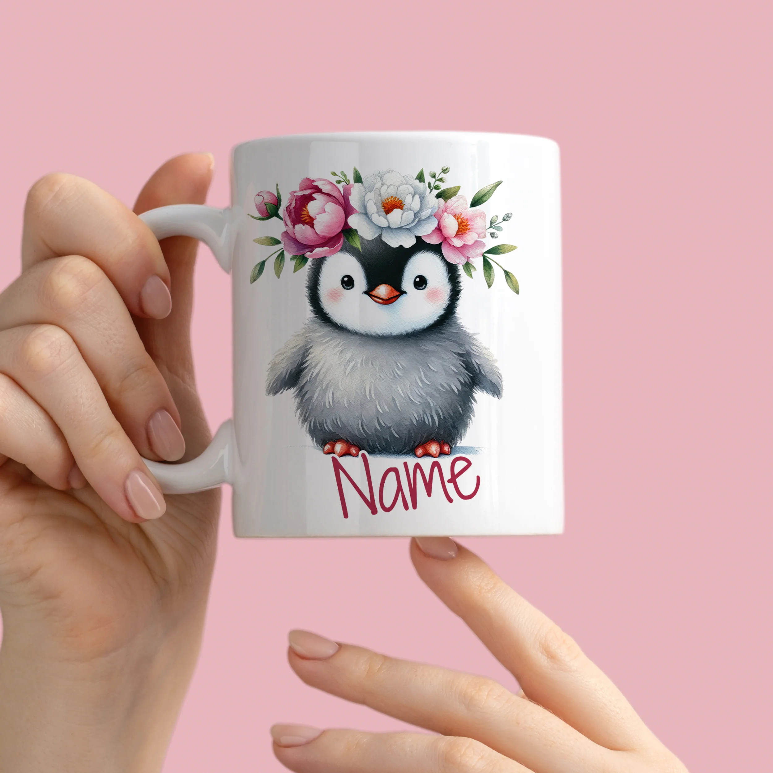 Tasse Pinguin mit Blumenkranz - Image 3
