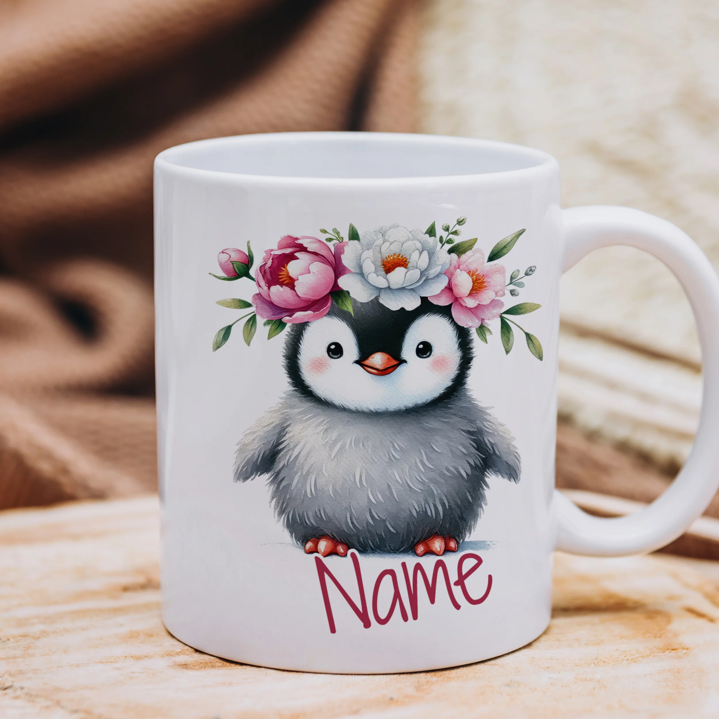 Tasse Pinguin mit Blumenkranz - Image 4