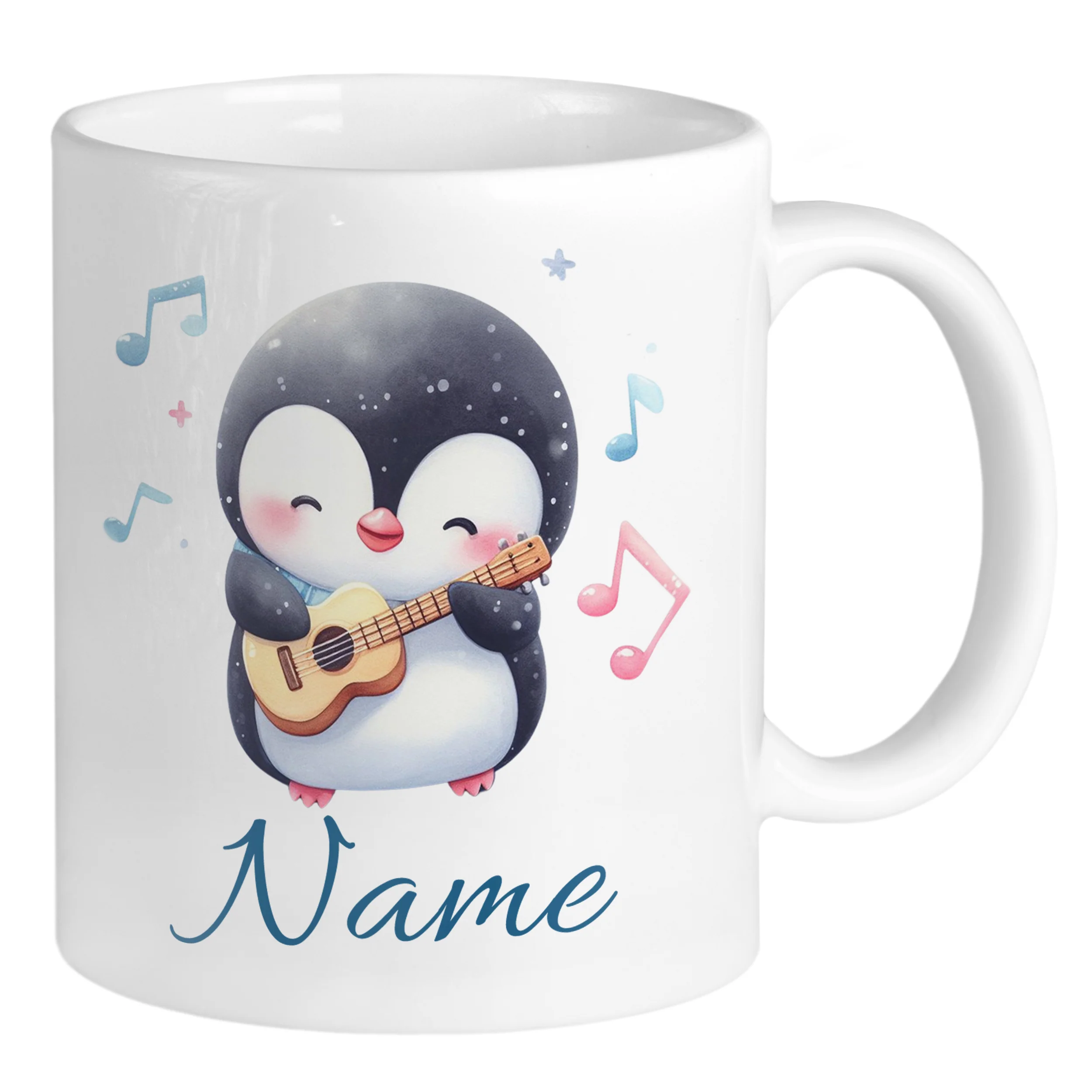 Tasse Pinguin mit Gitarre