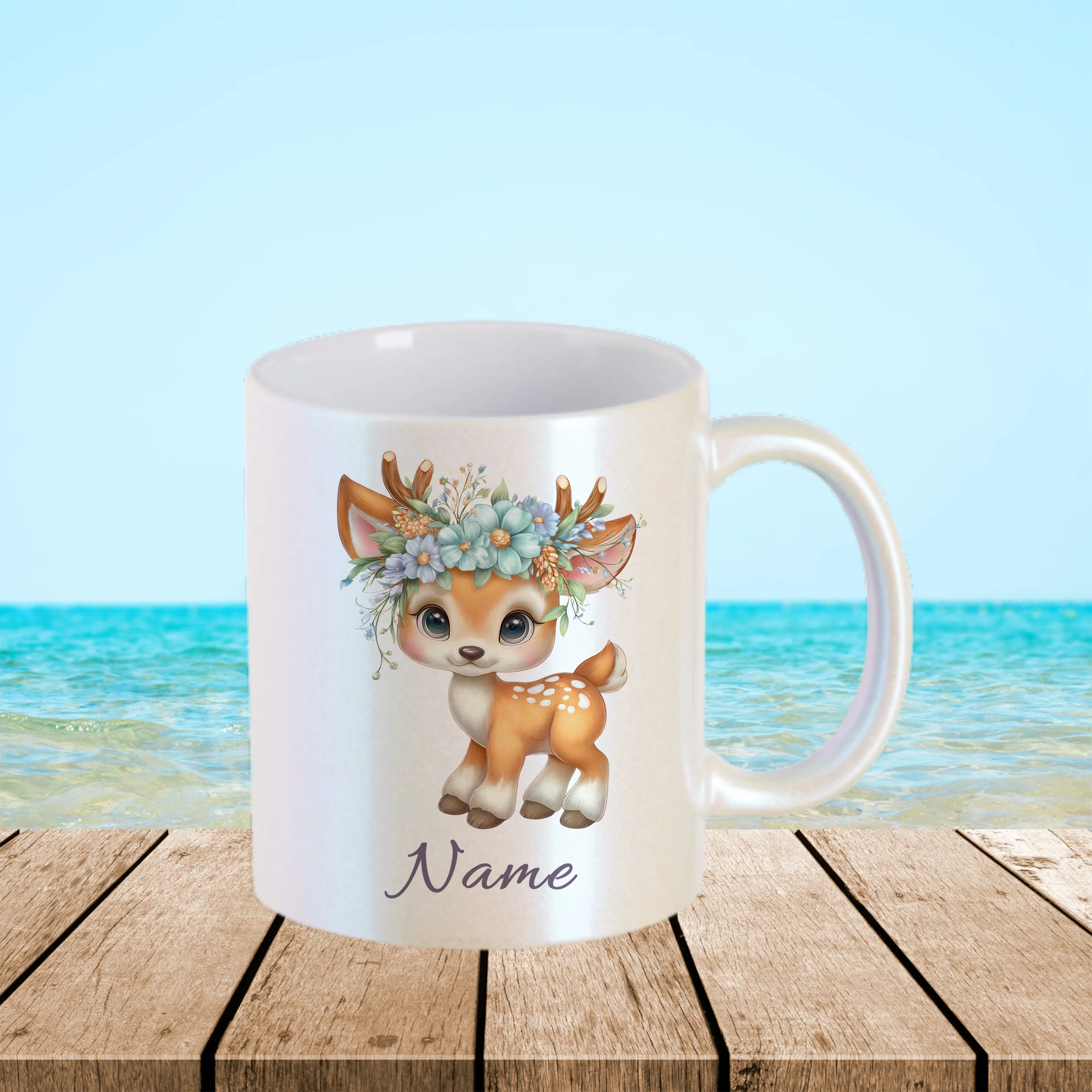 Tasse Reh mit Blumenkranz - Image 3
