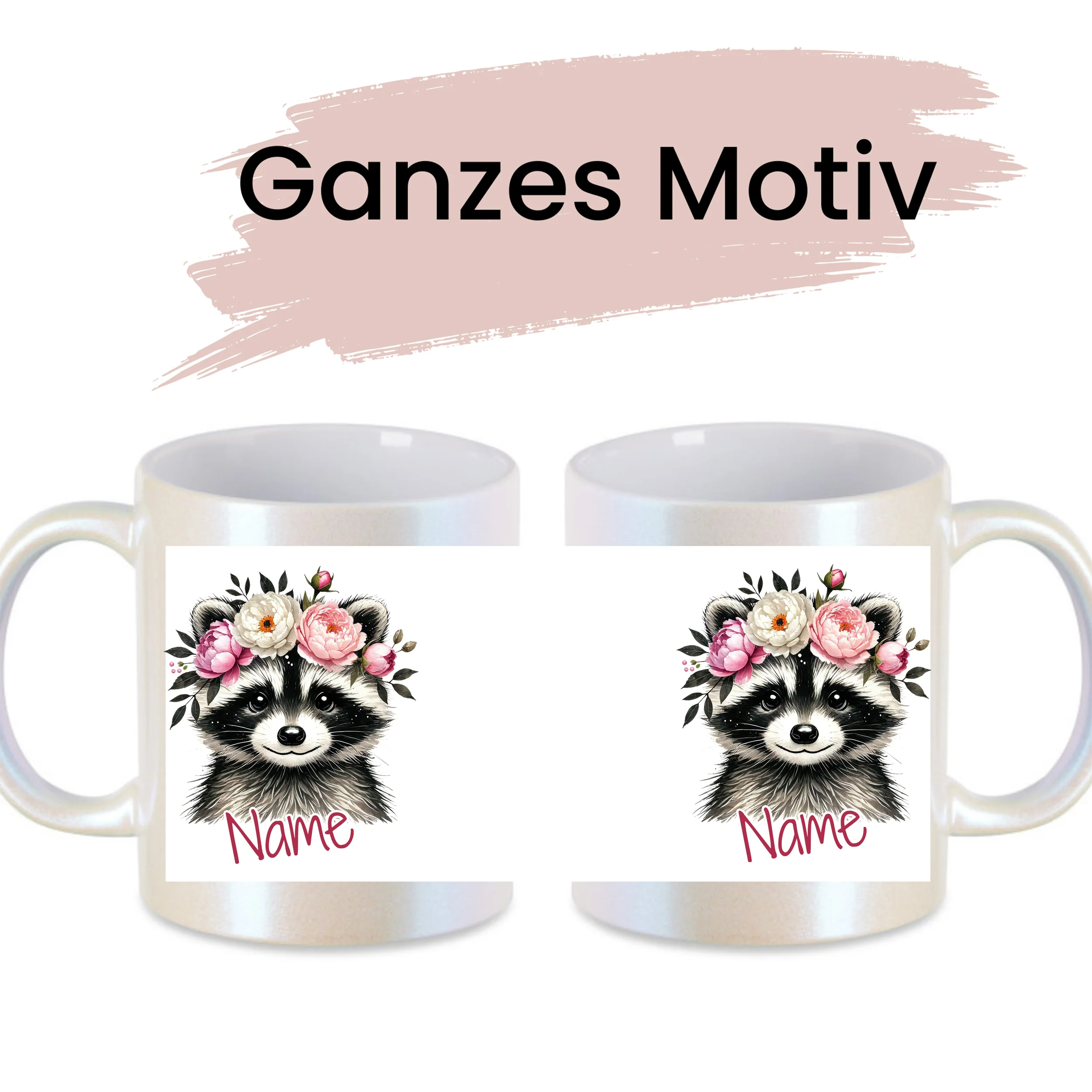 Tasse Waschbär mit Blumen - Image 2