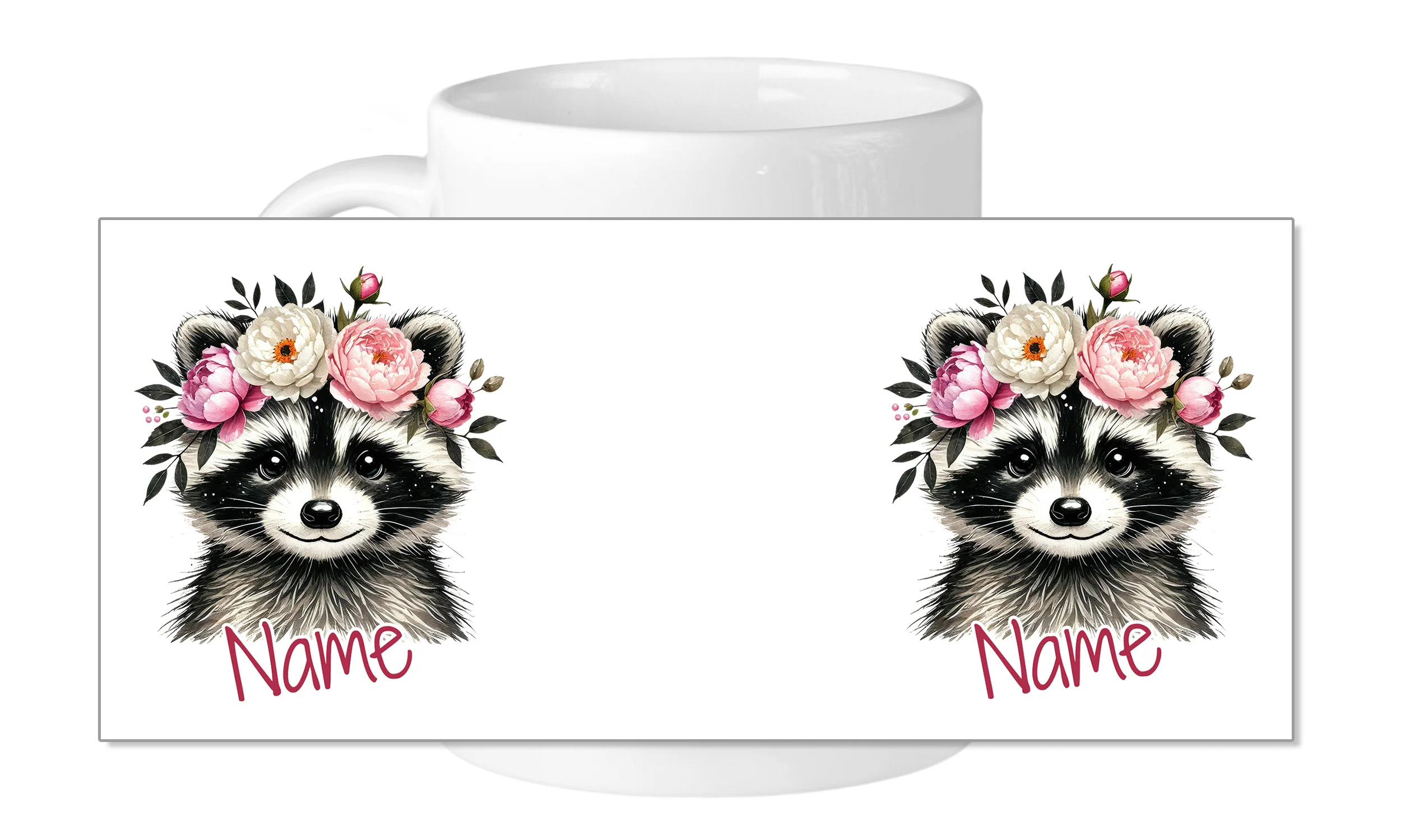 Tasse Waschbär mit Blumen - Image 5
