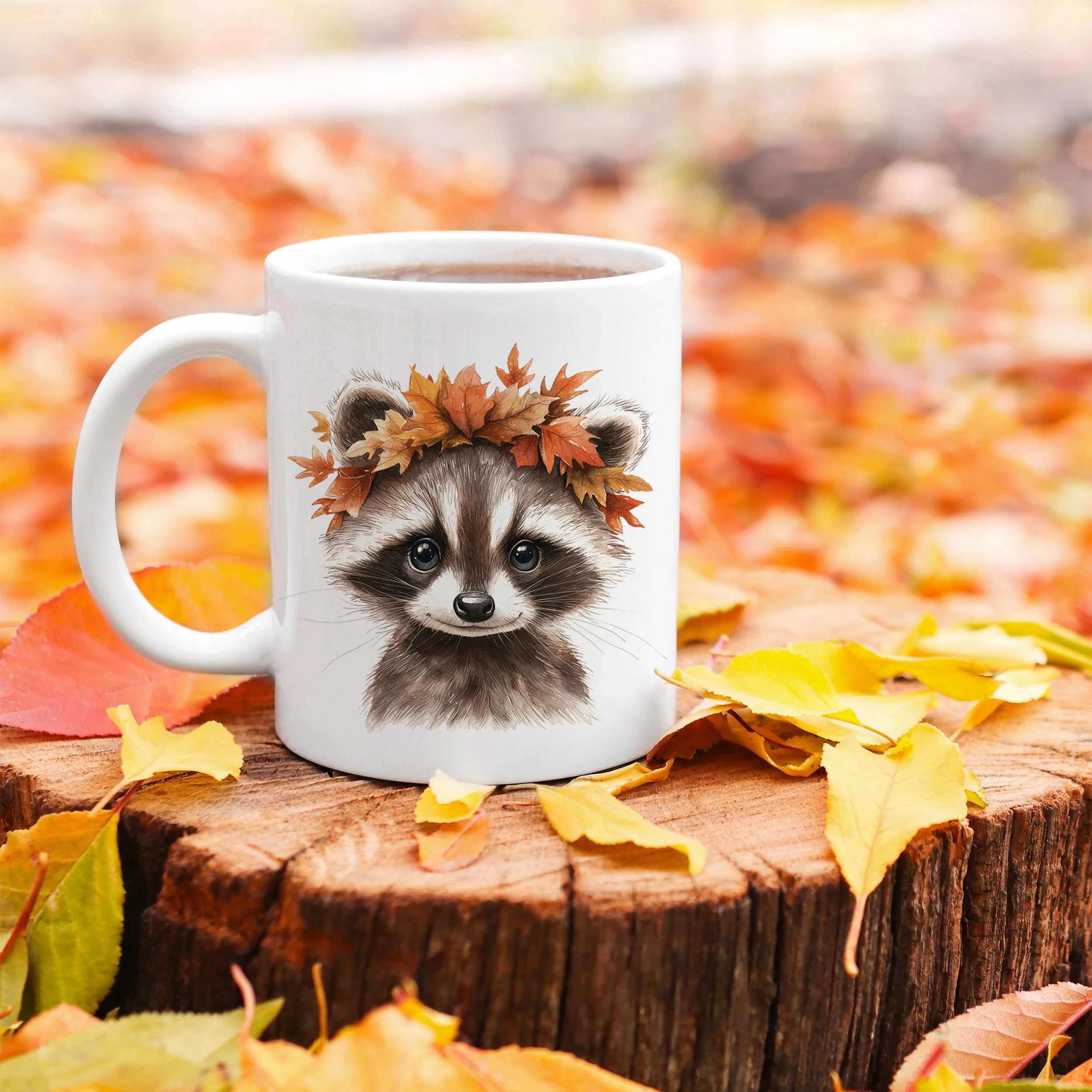 Tasse Waschbär mit Herbstlaub - Image 4