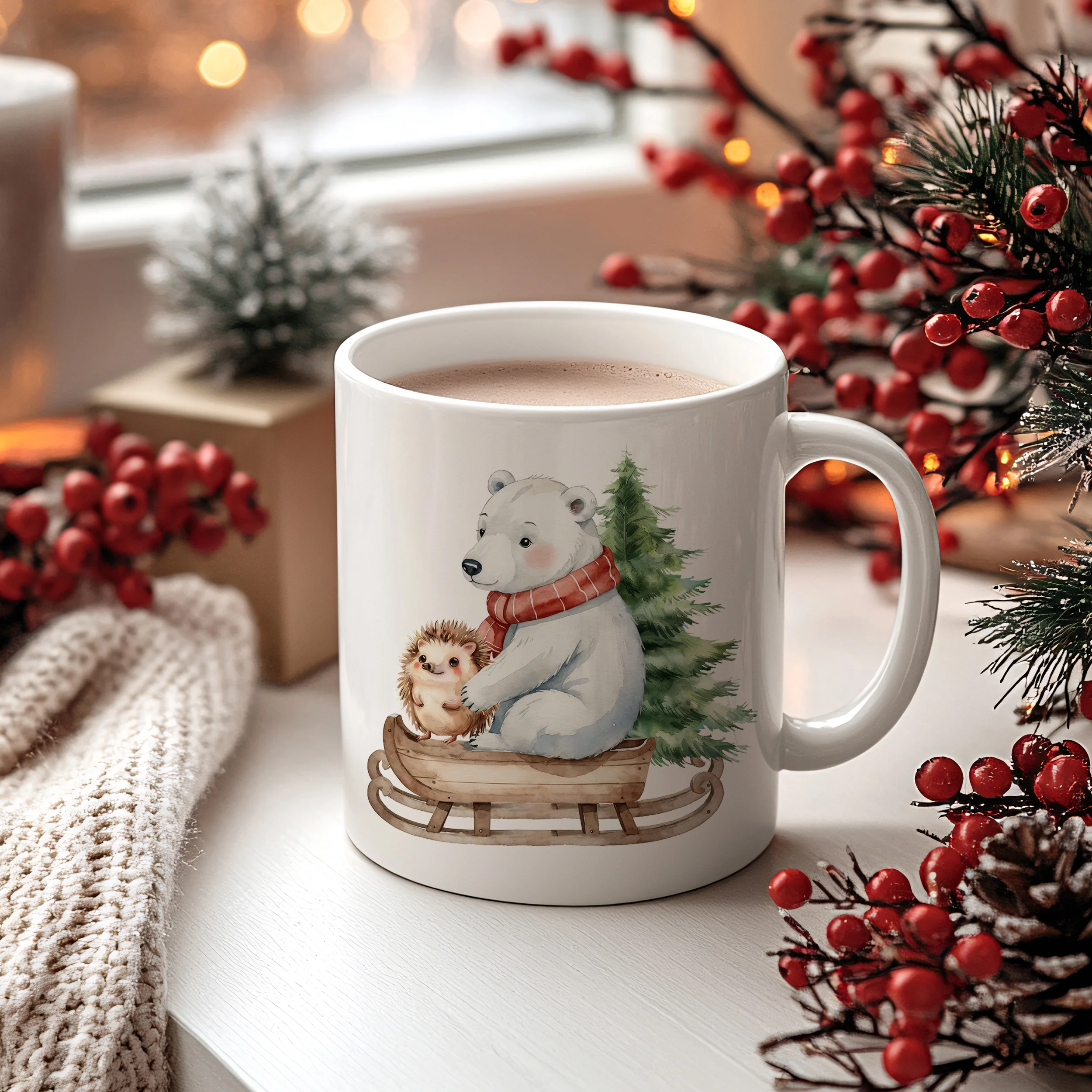 Tasse Weihnachtsbär mit Igel - Image 2