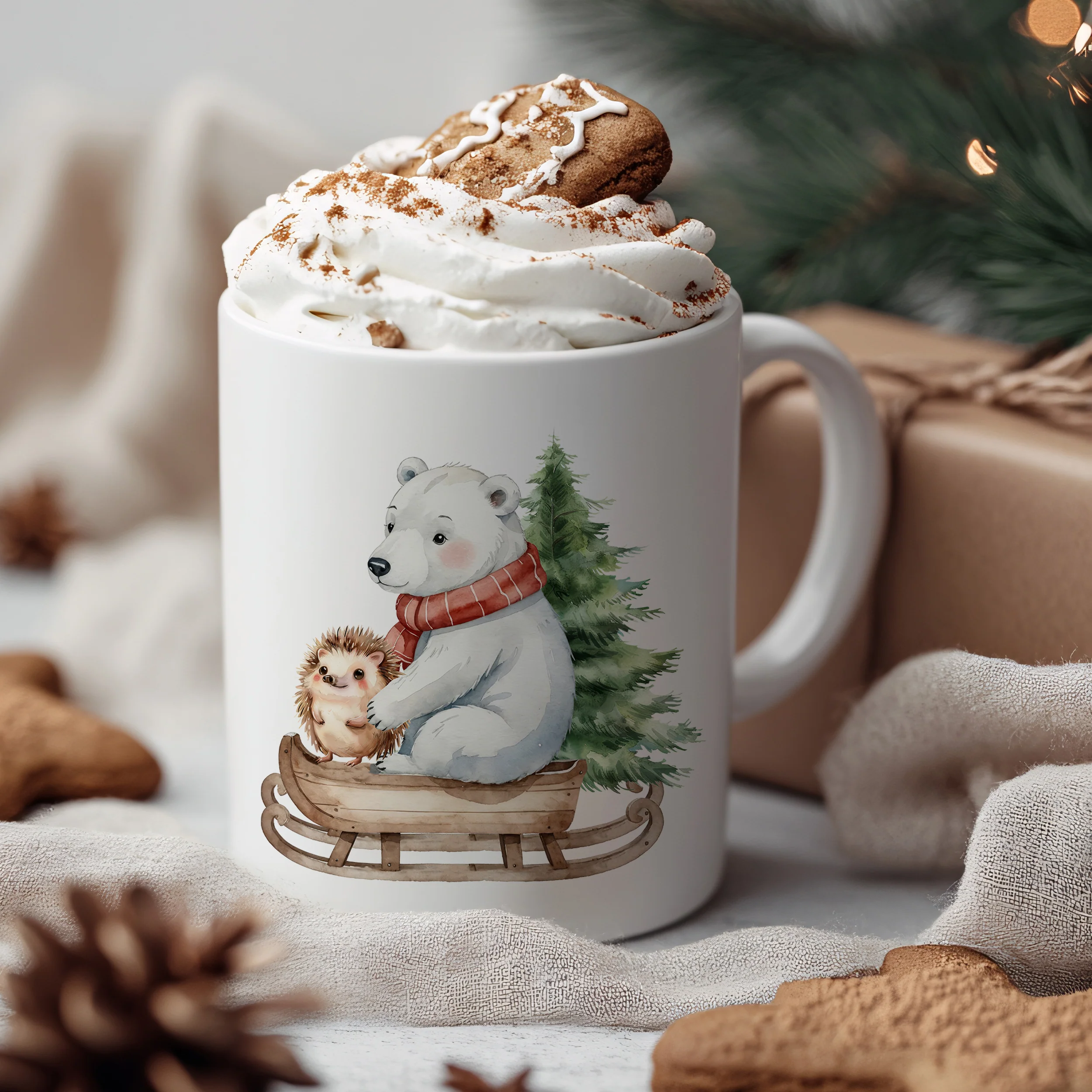 Tasse Weihnachtsbär mit Igel - Image 3