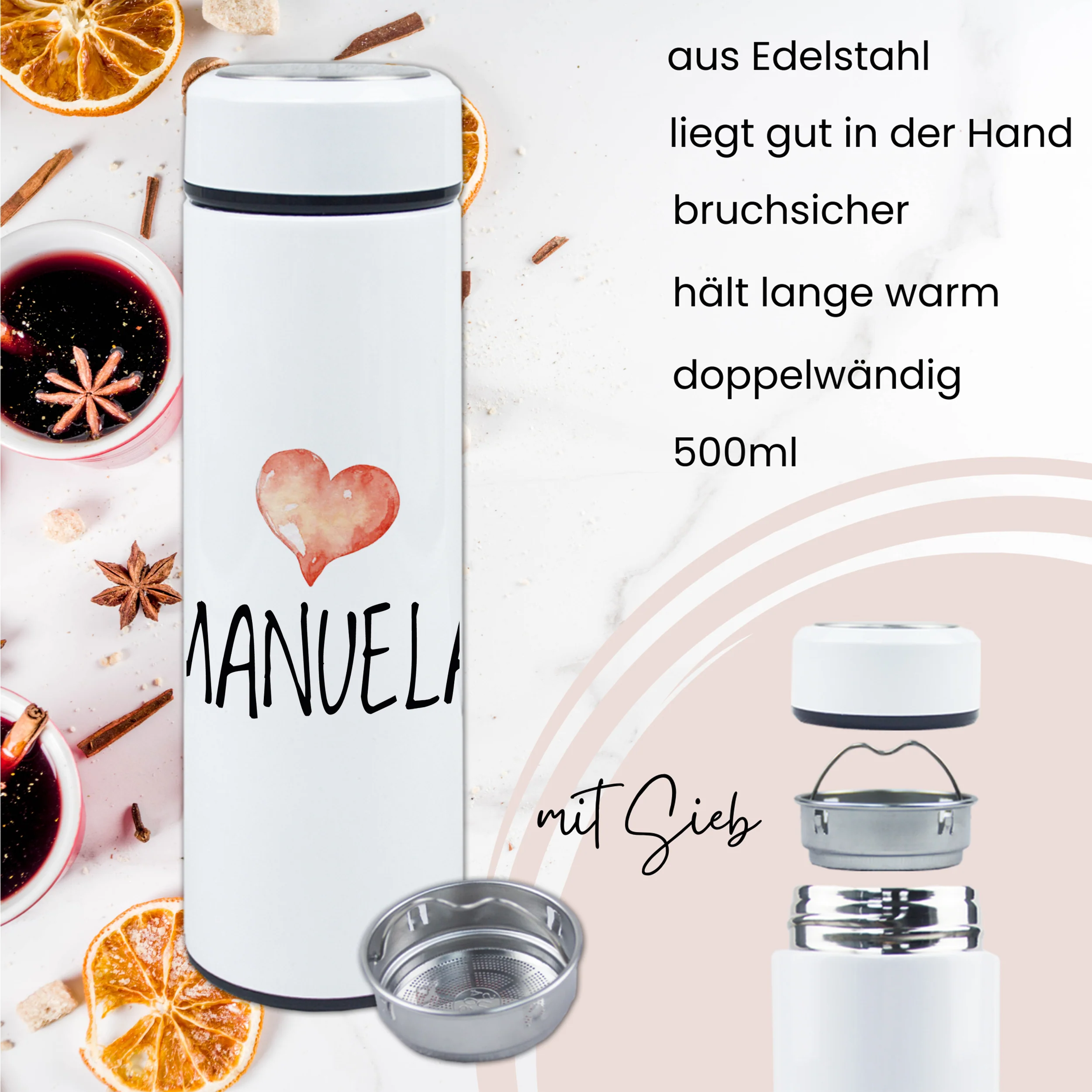 Tee Thermobecher mit Herz - Image 3