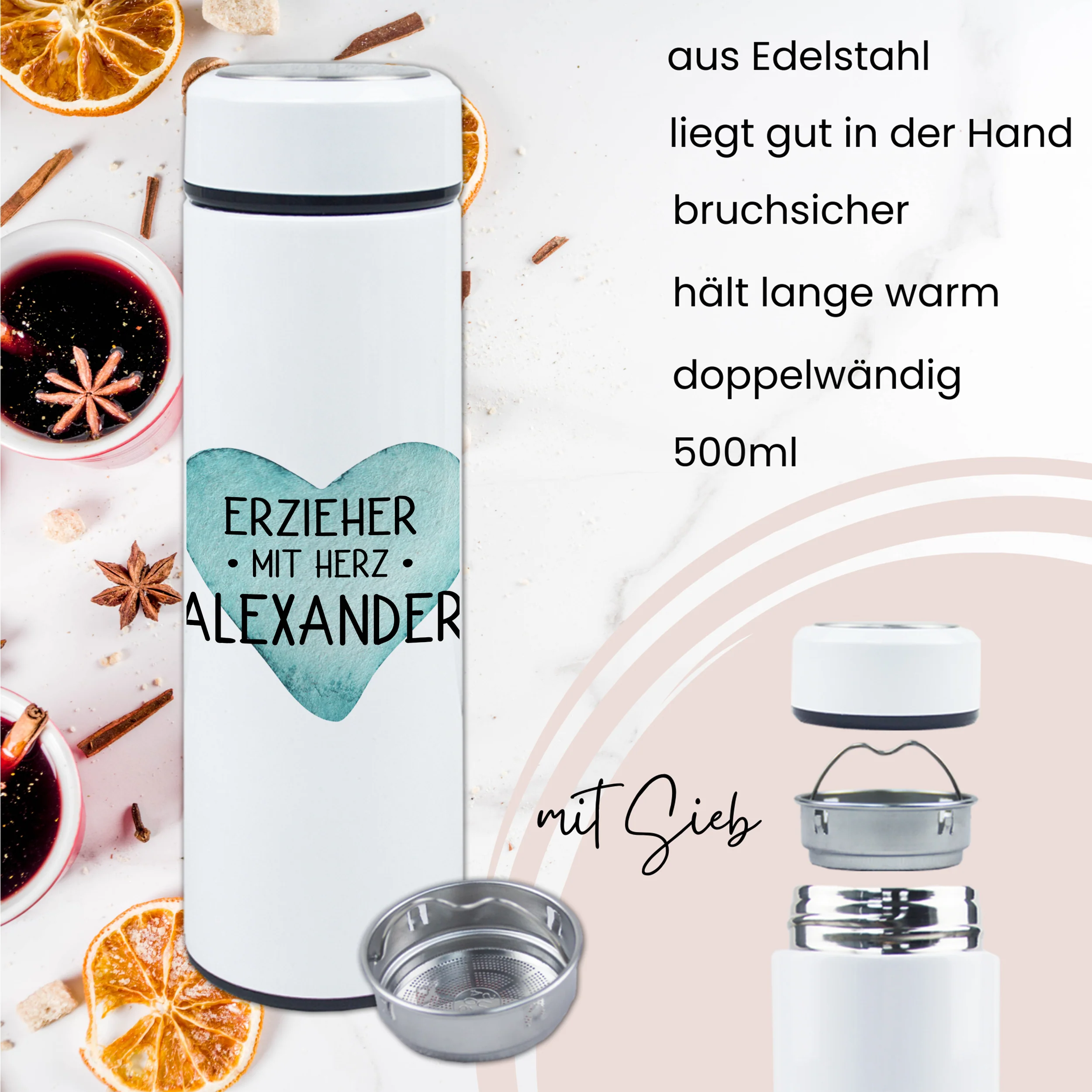 Tee Thermoflasche mit Herz - Für kreative Teemomente - Image 3