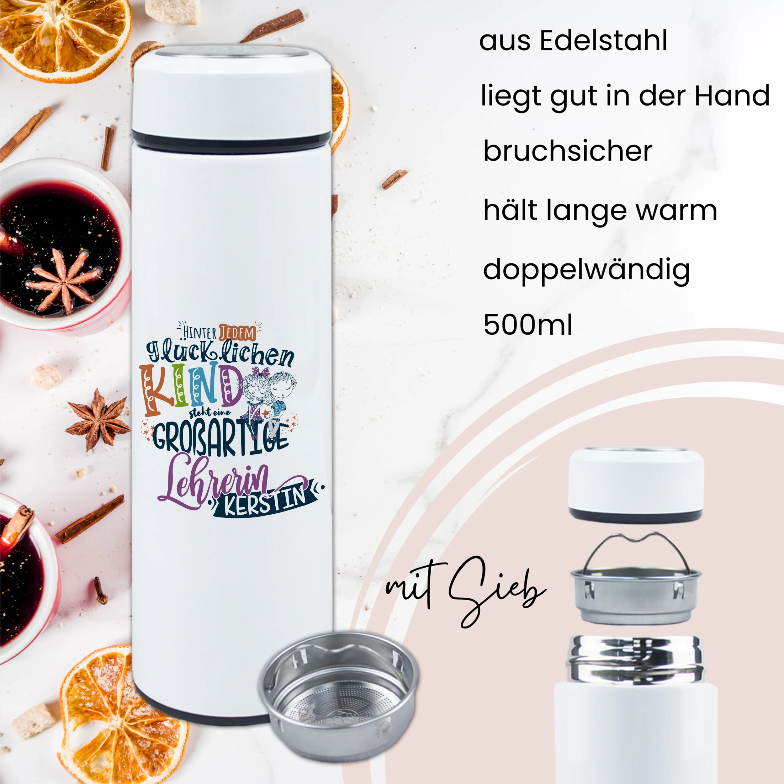 Tee Thermoflasche mit Lehrermotiv - Für besondere Momente - Image 3