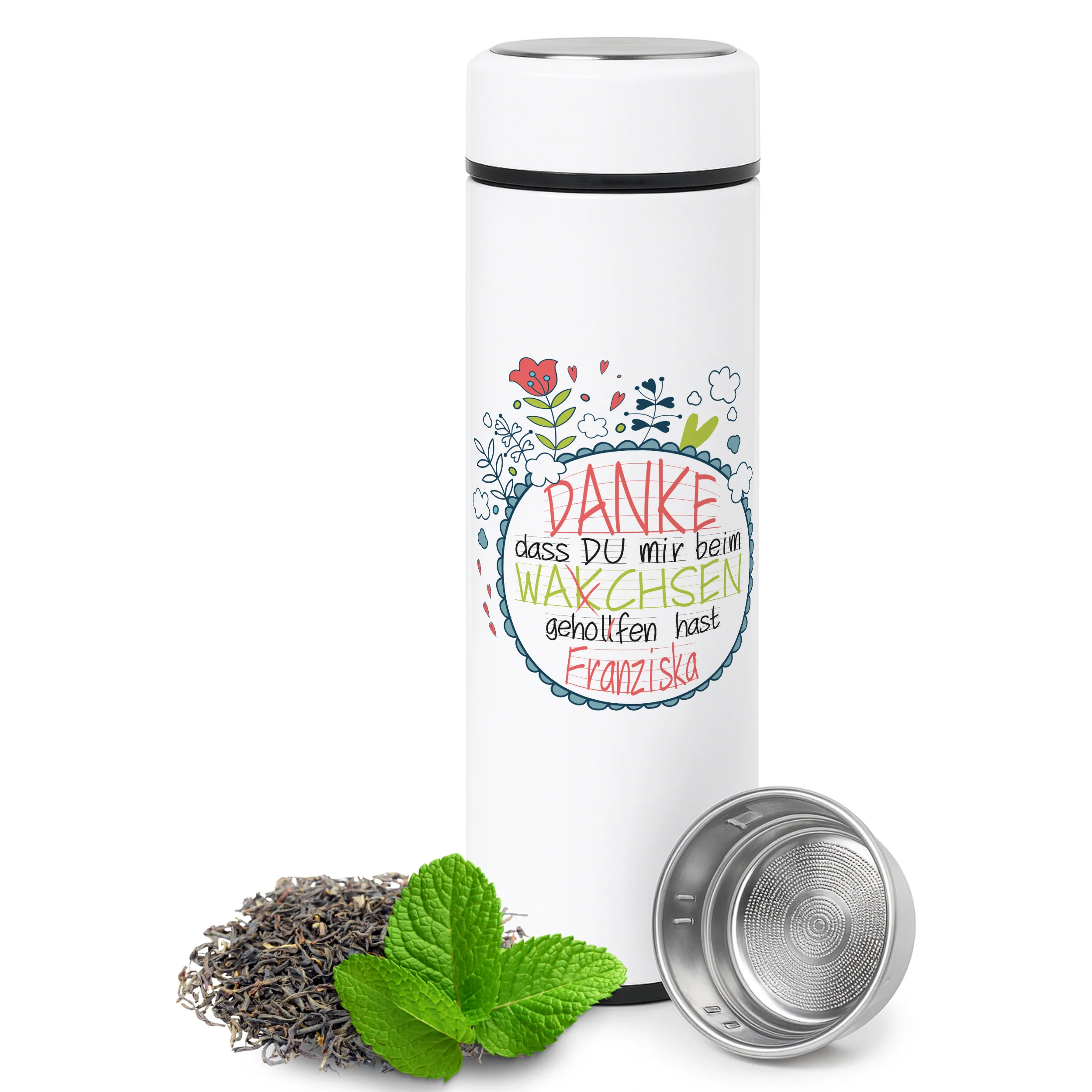 Tee Thermoflasche mit persönlichem Dankesmotiv - Für warme Momente