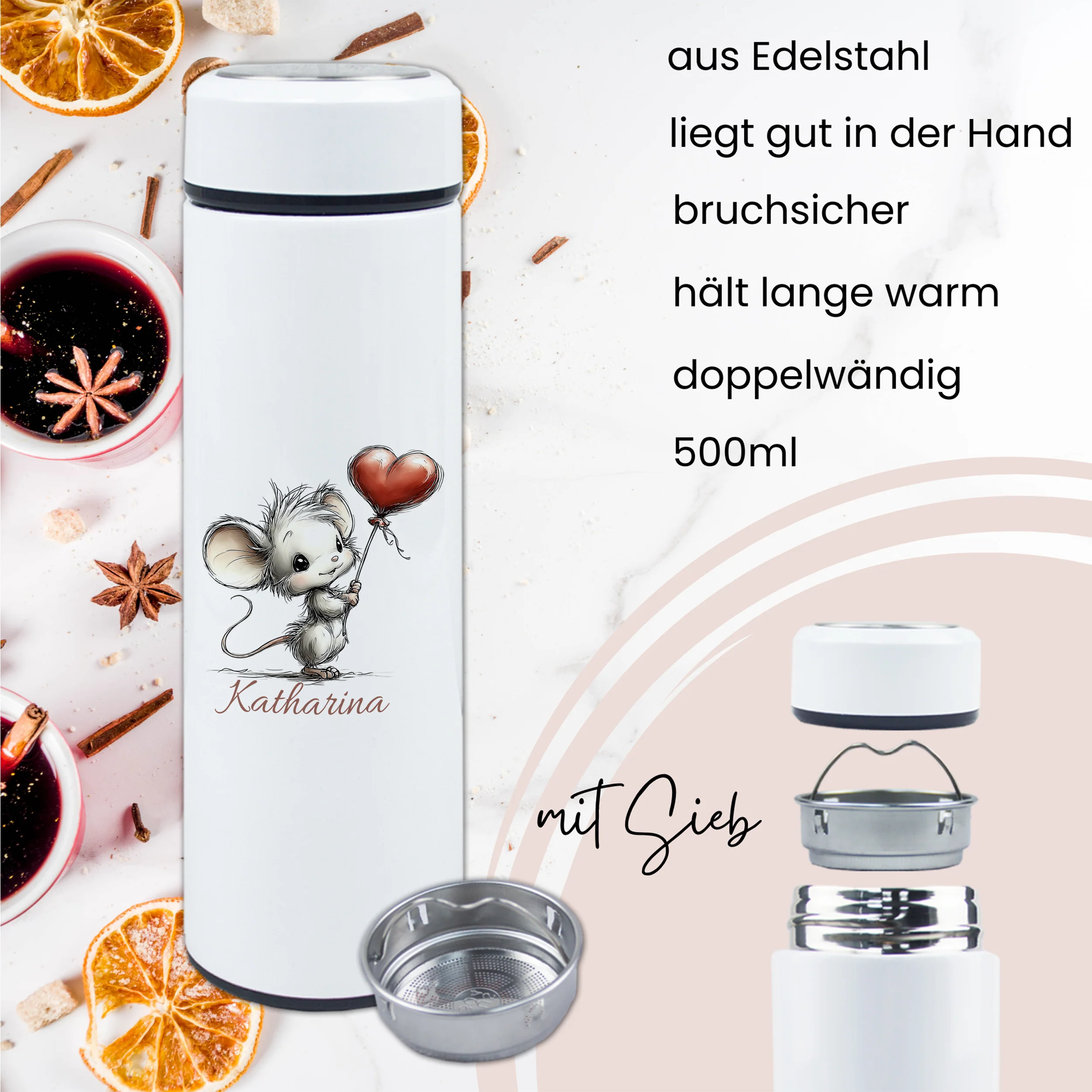 Tee-Thermosflasche mit Maus-Motiv - Image 3