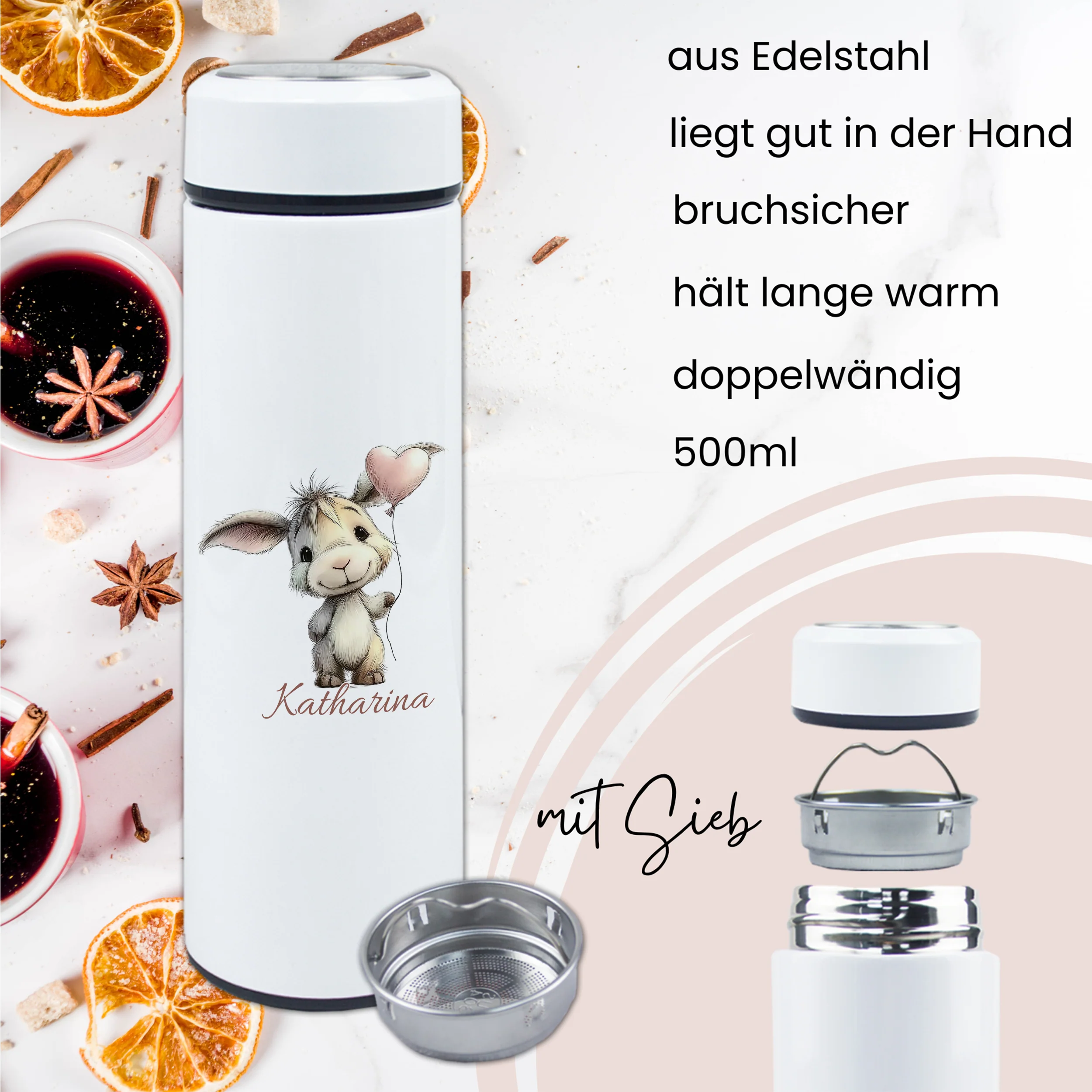 Tee-Thermosflasche mit niedlichem Esel - Image 3