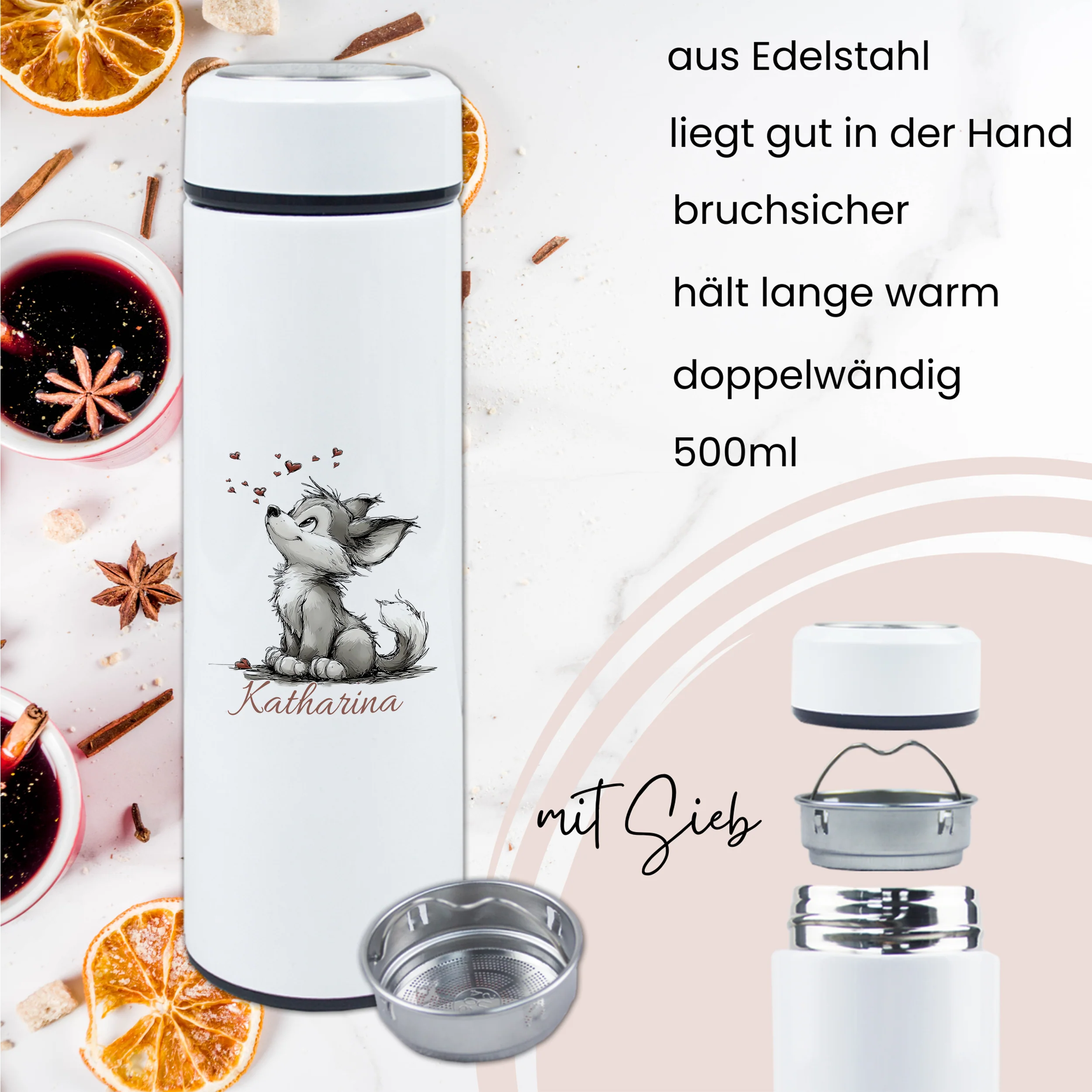 Tee-Thermosflasche mit niedlichem Fuchs - Für entspannte Teemomente - Image 3