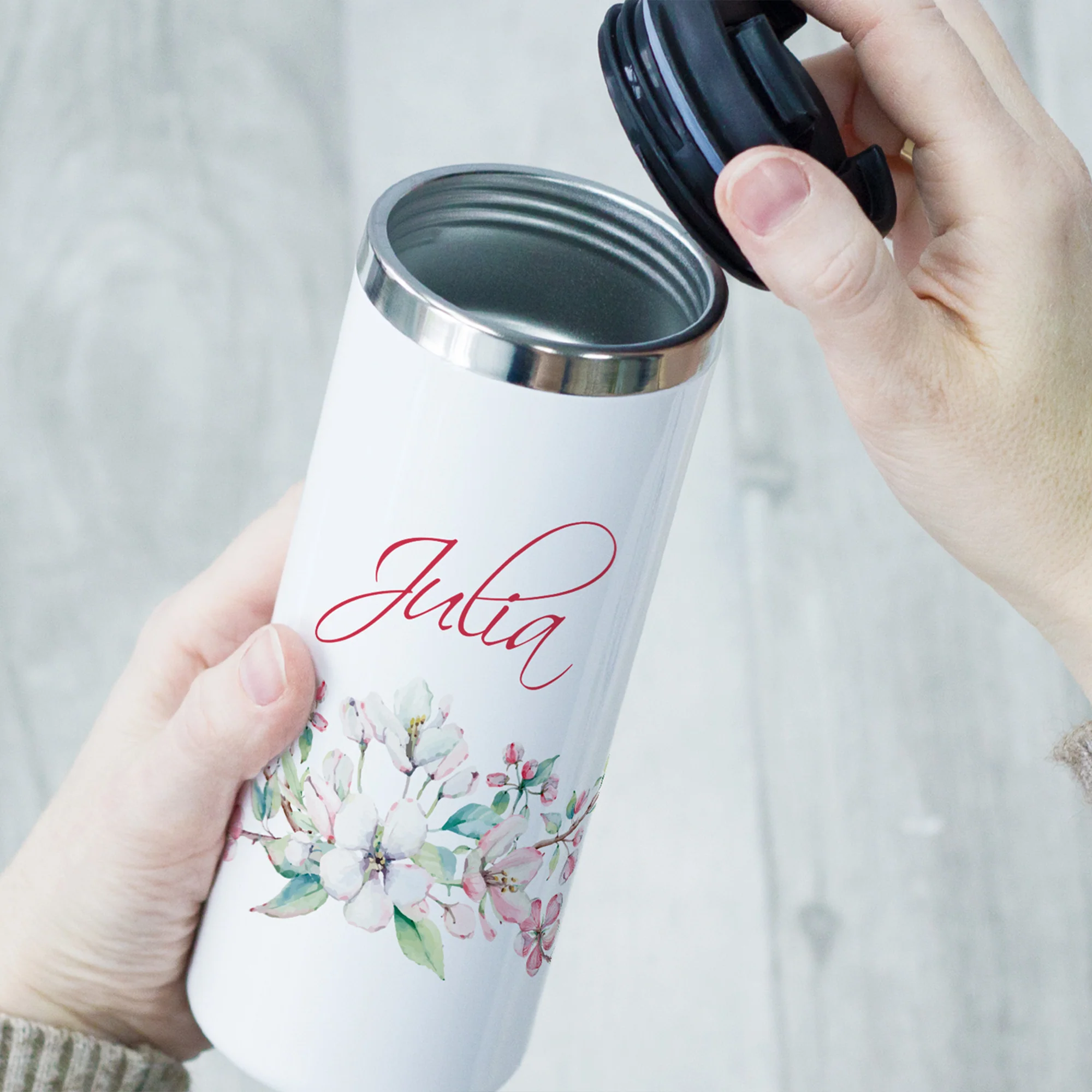 Kaffeebecher Wunschname Blumen - Image 3