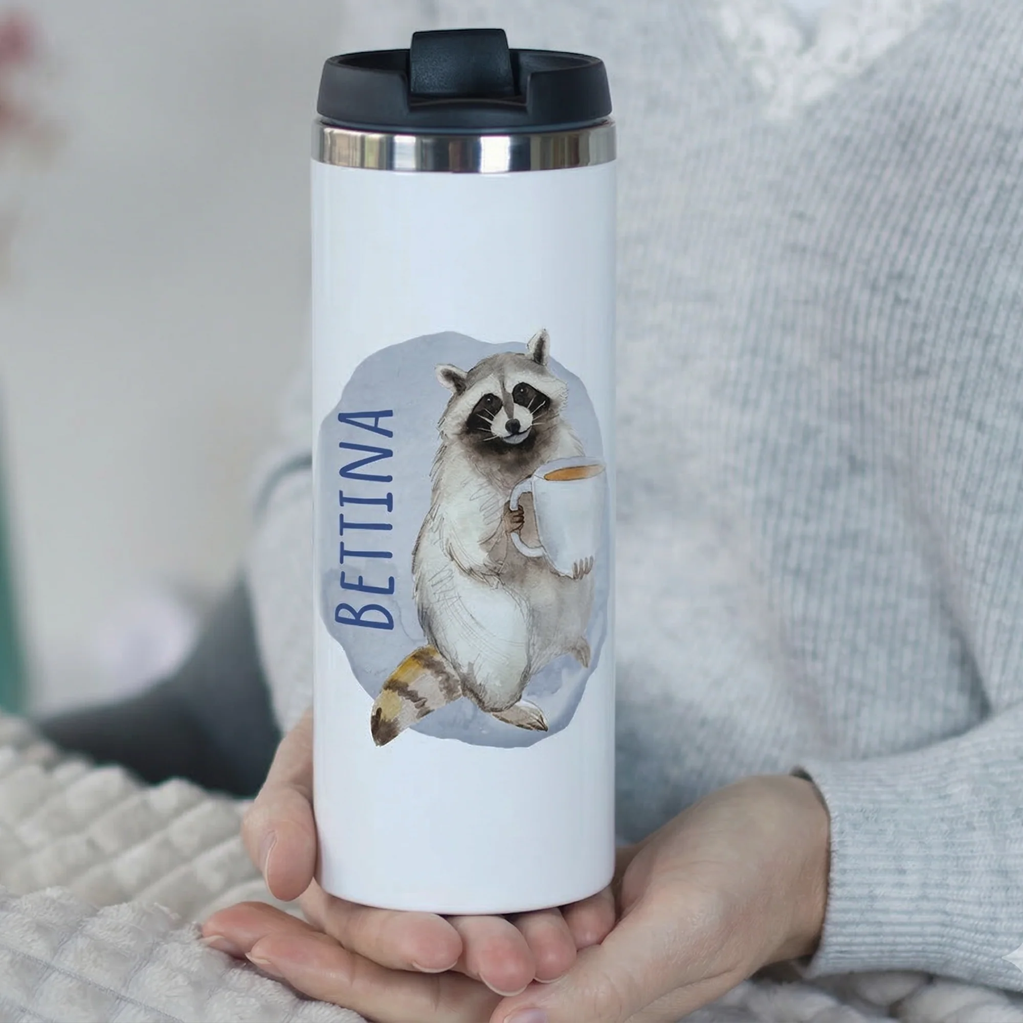 Kaffeebecher Wunschname mit Waschbär - Image 3