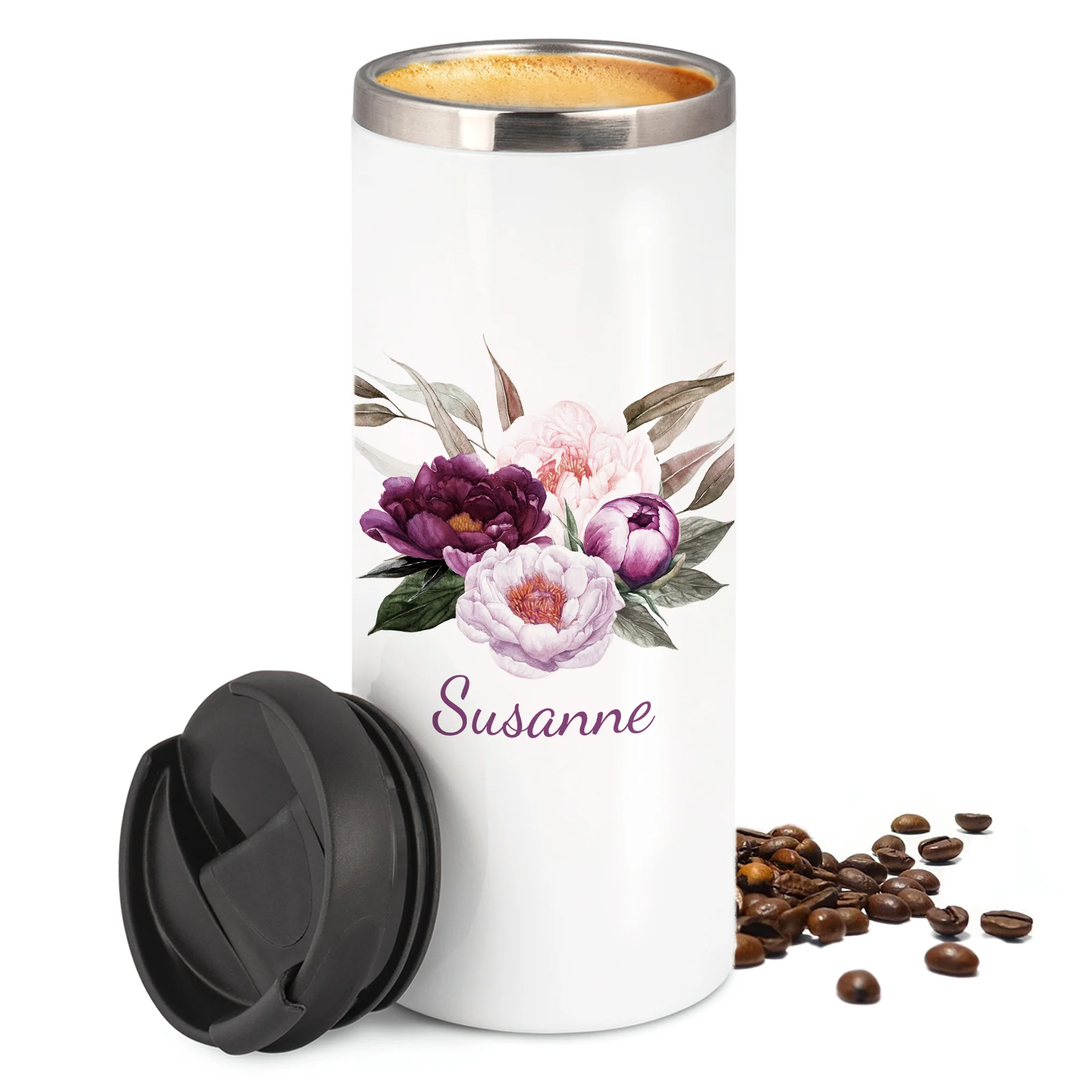 Thermobecher mit Blumen und Wunschname - Image 2