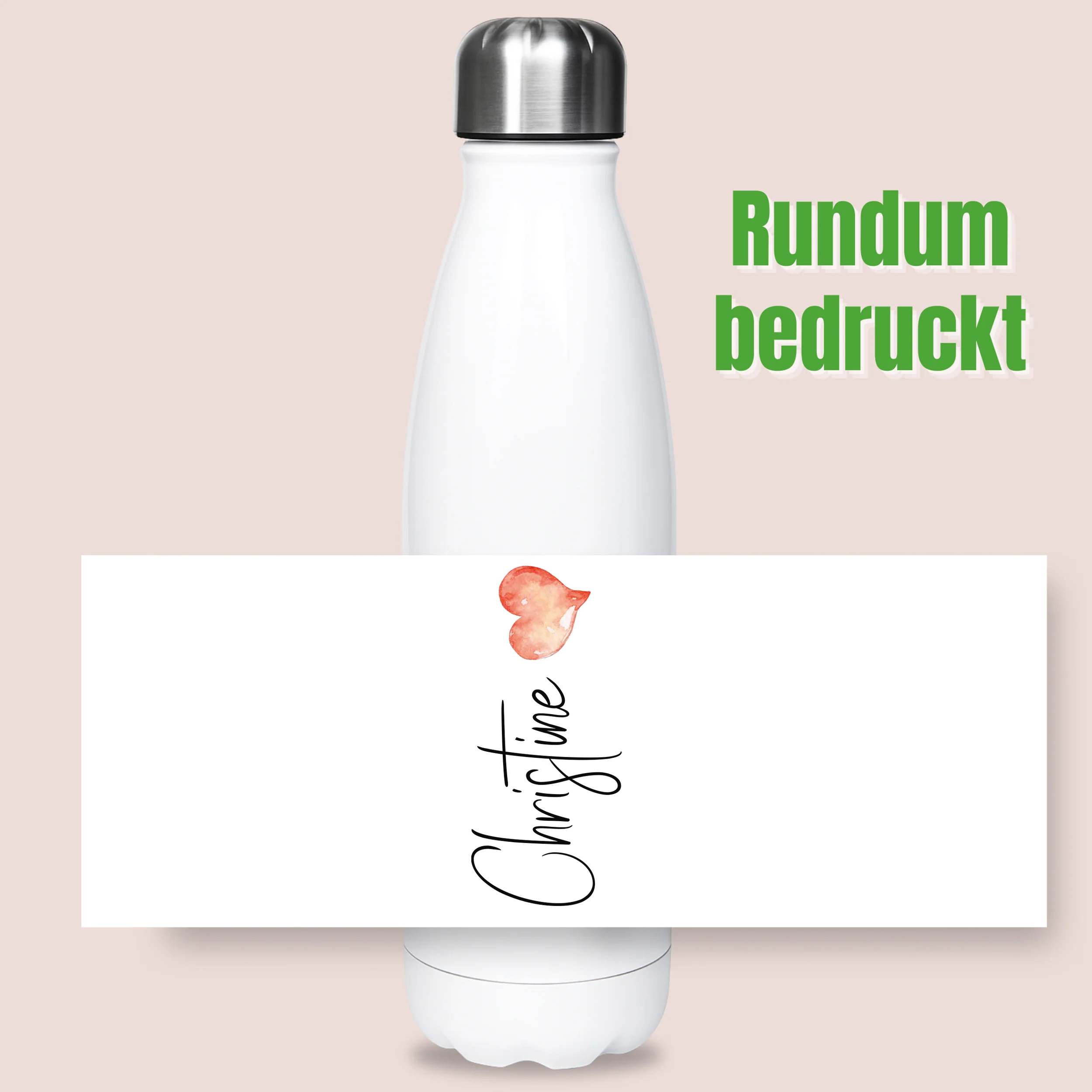 Thermoflasche mit individuellem Namen & Herz - Image 2