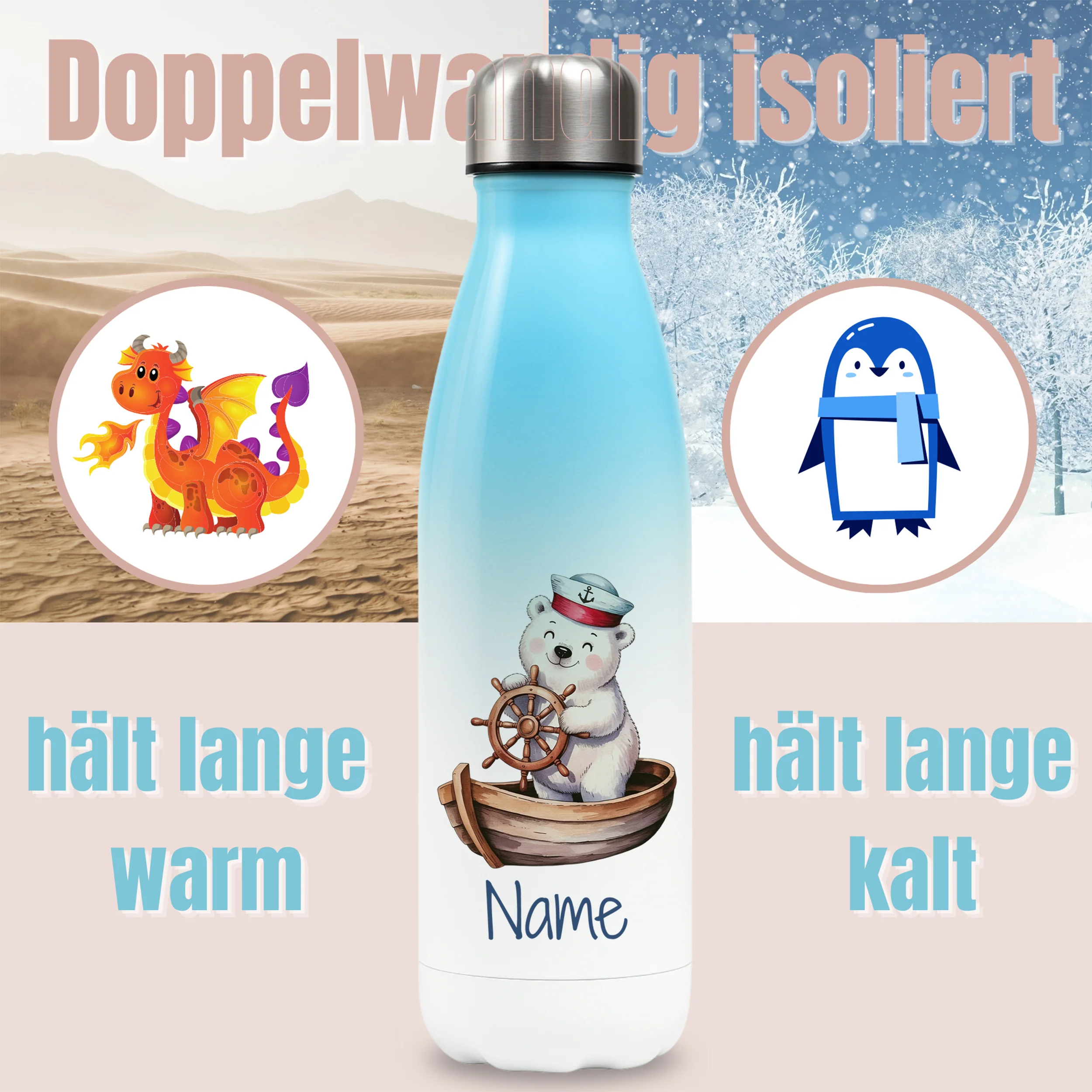 Thermosflasche Bär auf Boot - Image 3