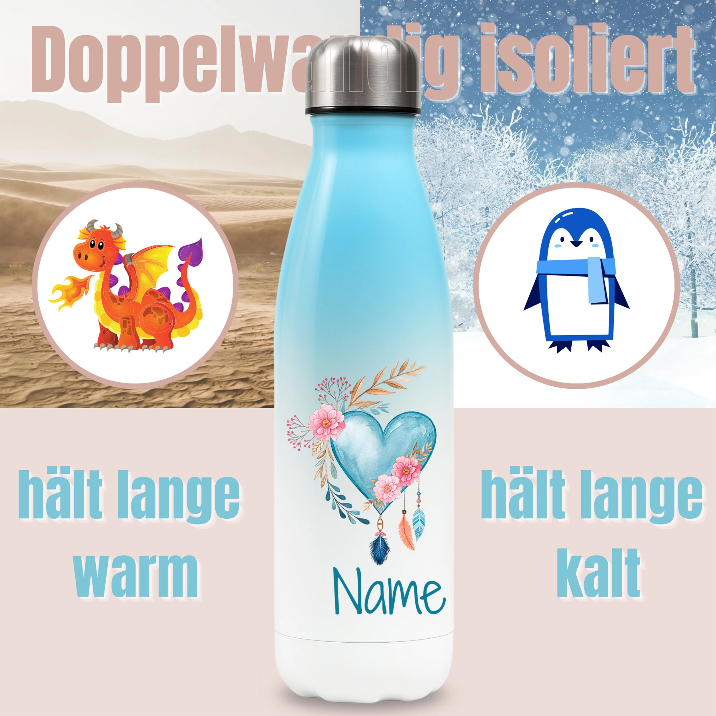 Thermosflasche mit Herzmotiv - Image 3