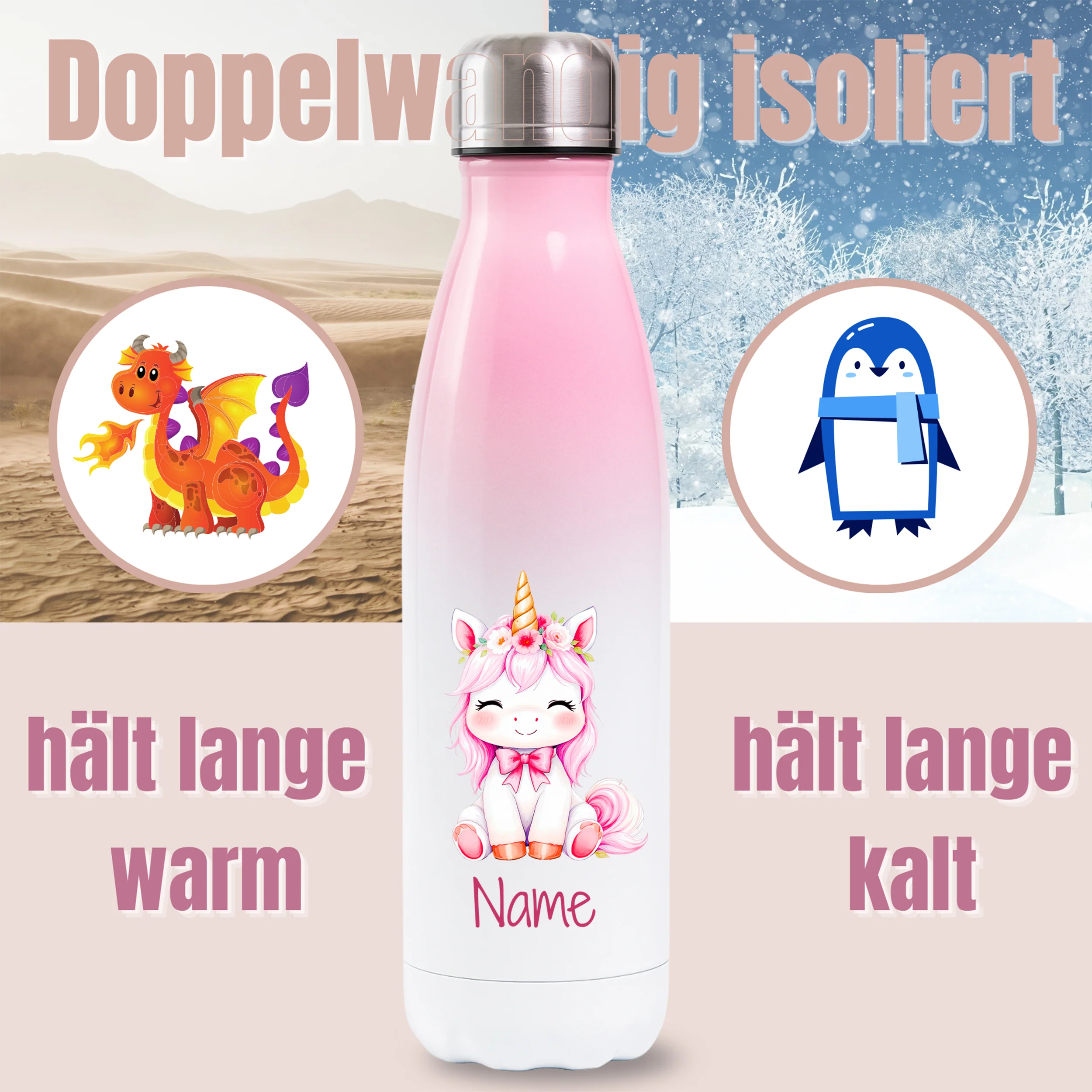 Thermosflasche Rosa Einhorn - Image 3