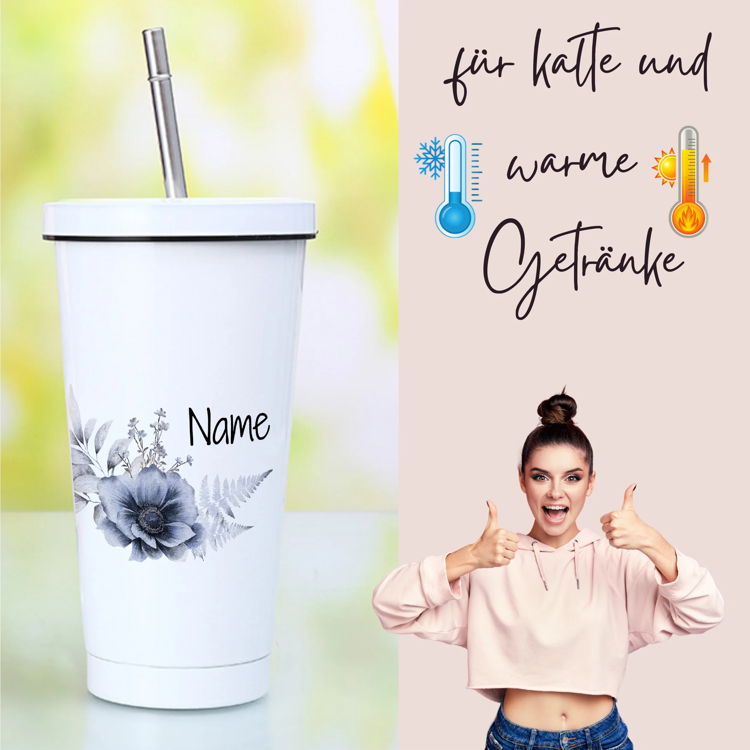Trinkbecher mit Blumendesign - Image 3