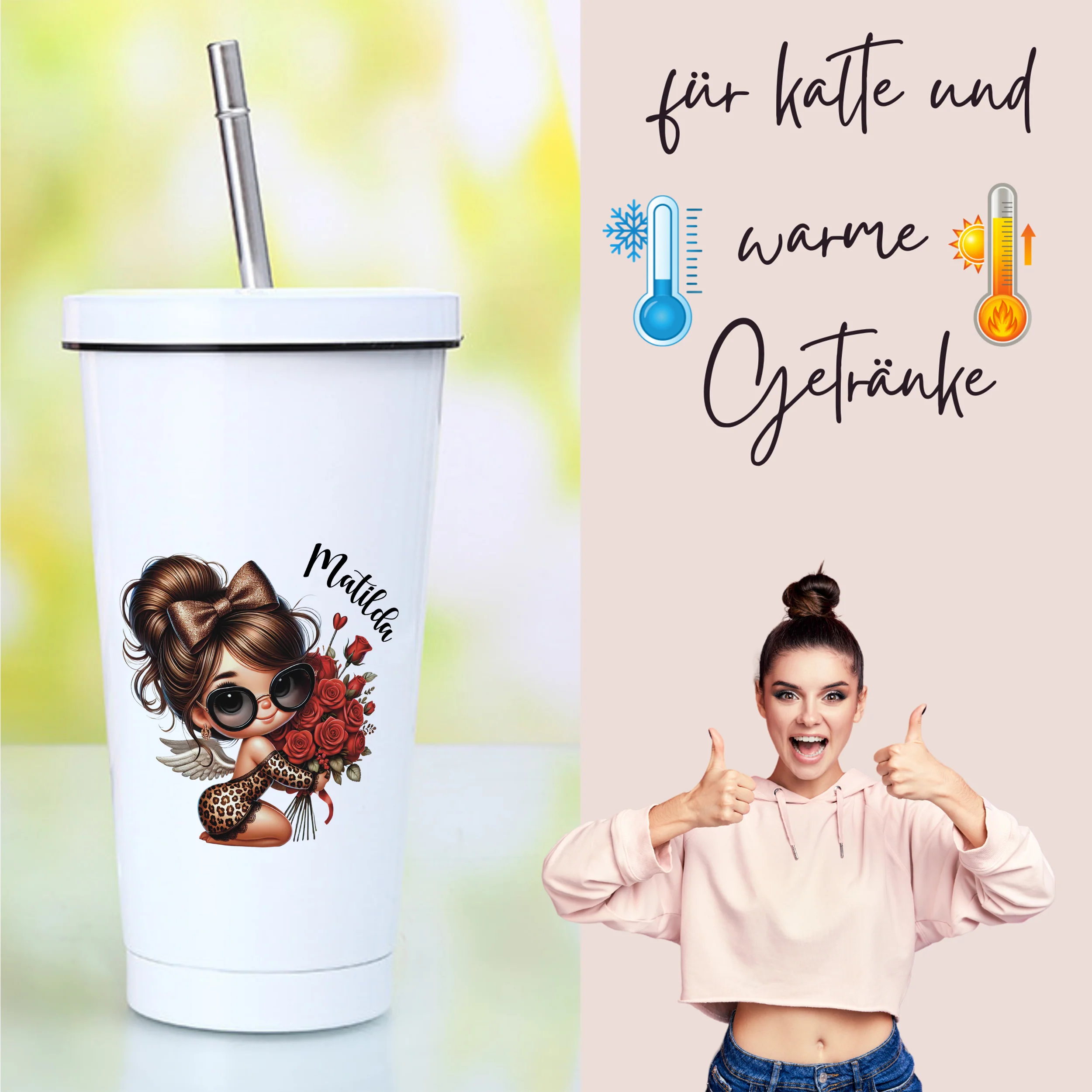 Trinkbecher mit Mädchen - Versüße deinen Tag - Image 3