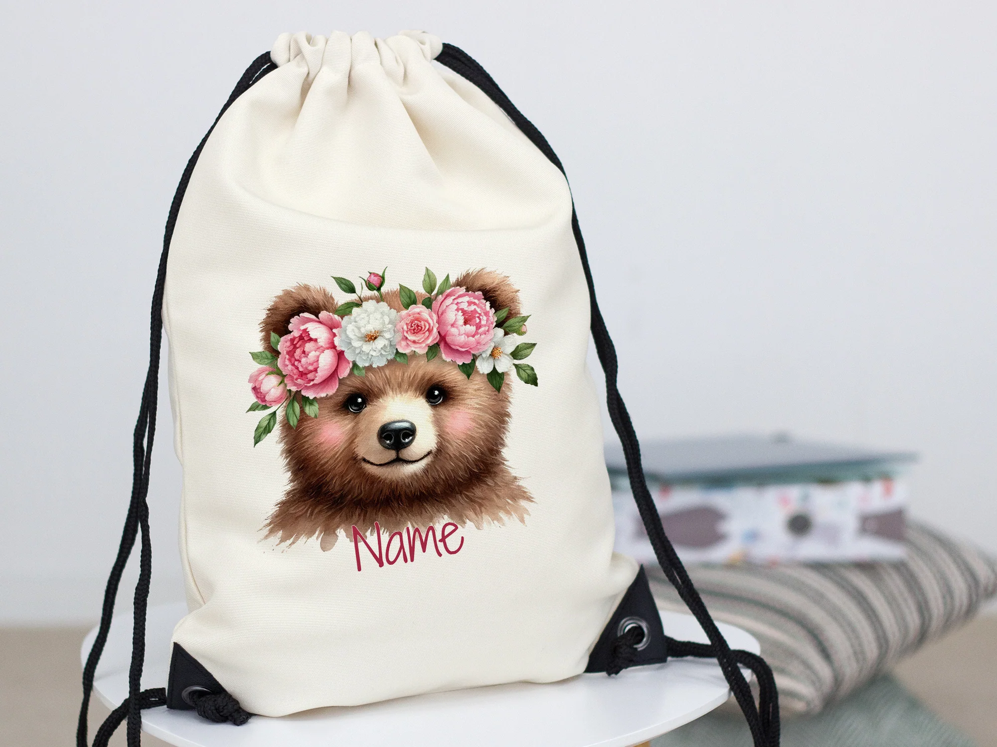 Turnbeutel Bär mit Blumenkranz - Image 2
