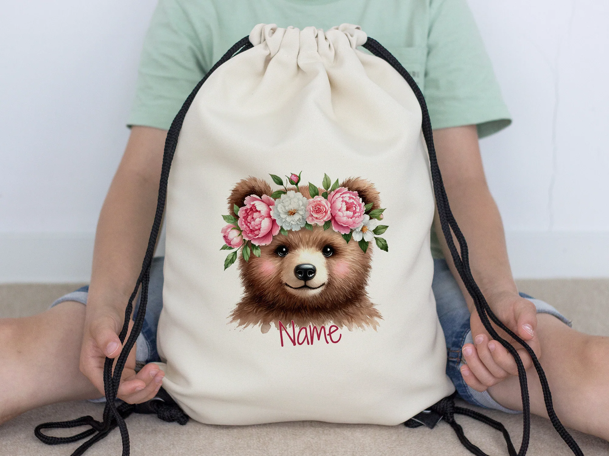 Turnbeutel Bär mit Blumenkranz - Image 5