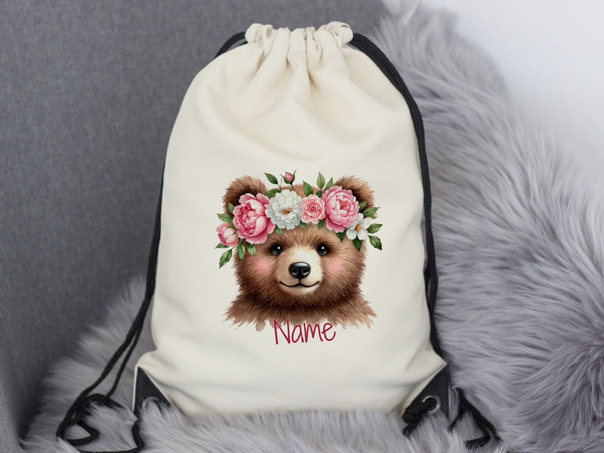 Turnbeutel Bär mit Blumenkranz - Image 6