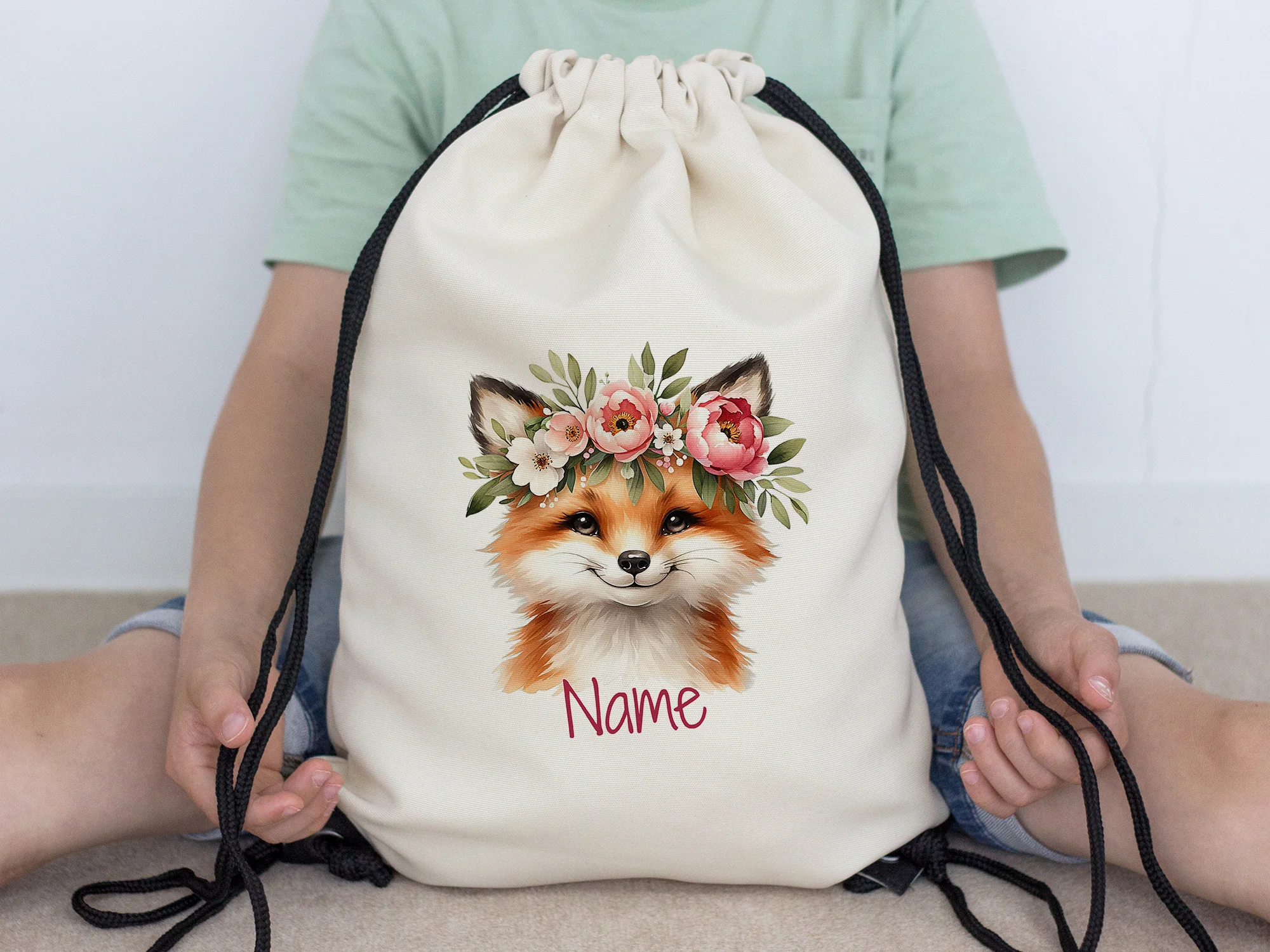 Turnbeutel Fuchs mit Blumen - Image 5
