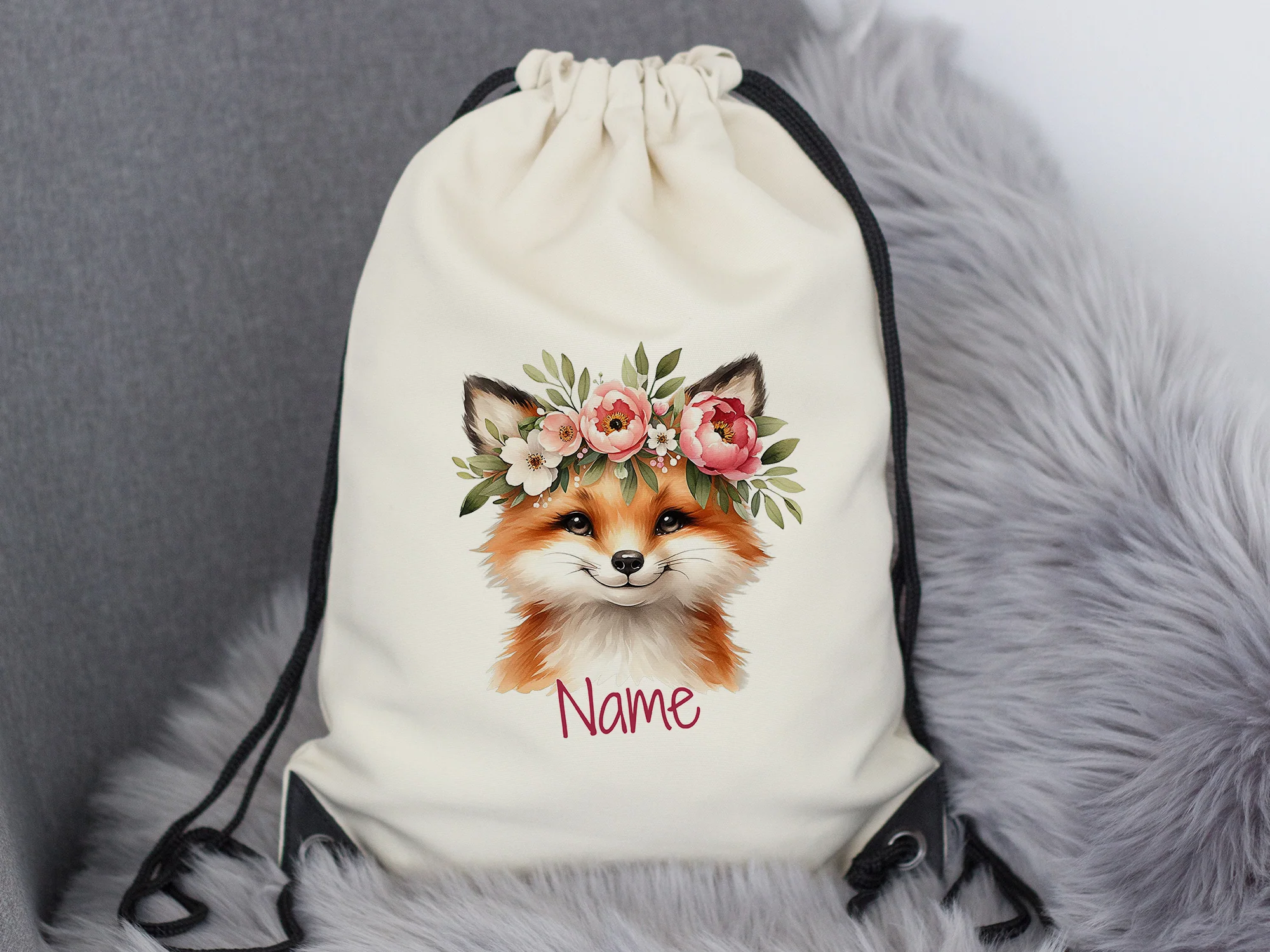 Turnbeutel Fuchs mit Blumen - Image 6