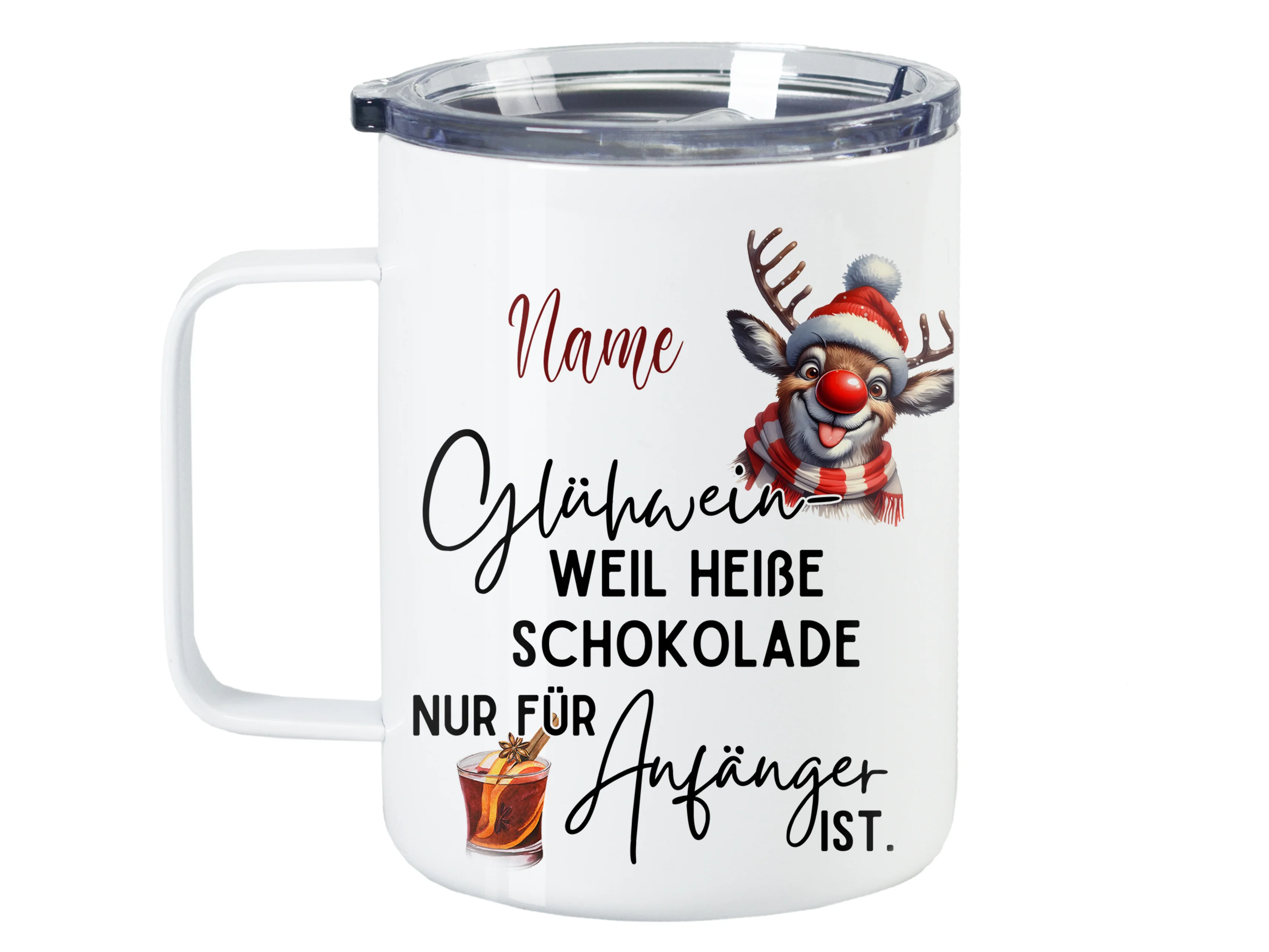 Wanderbecher mit Rentier-Motiv