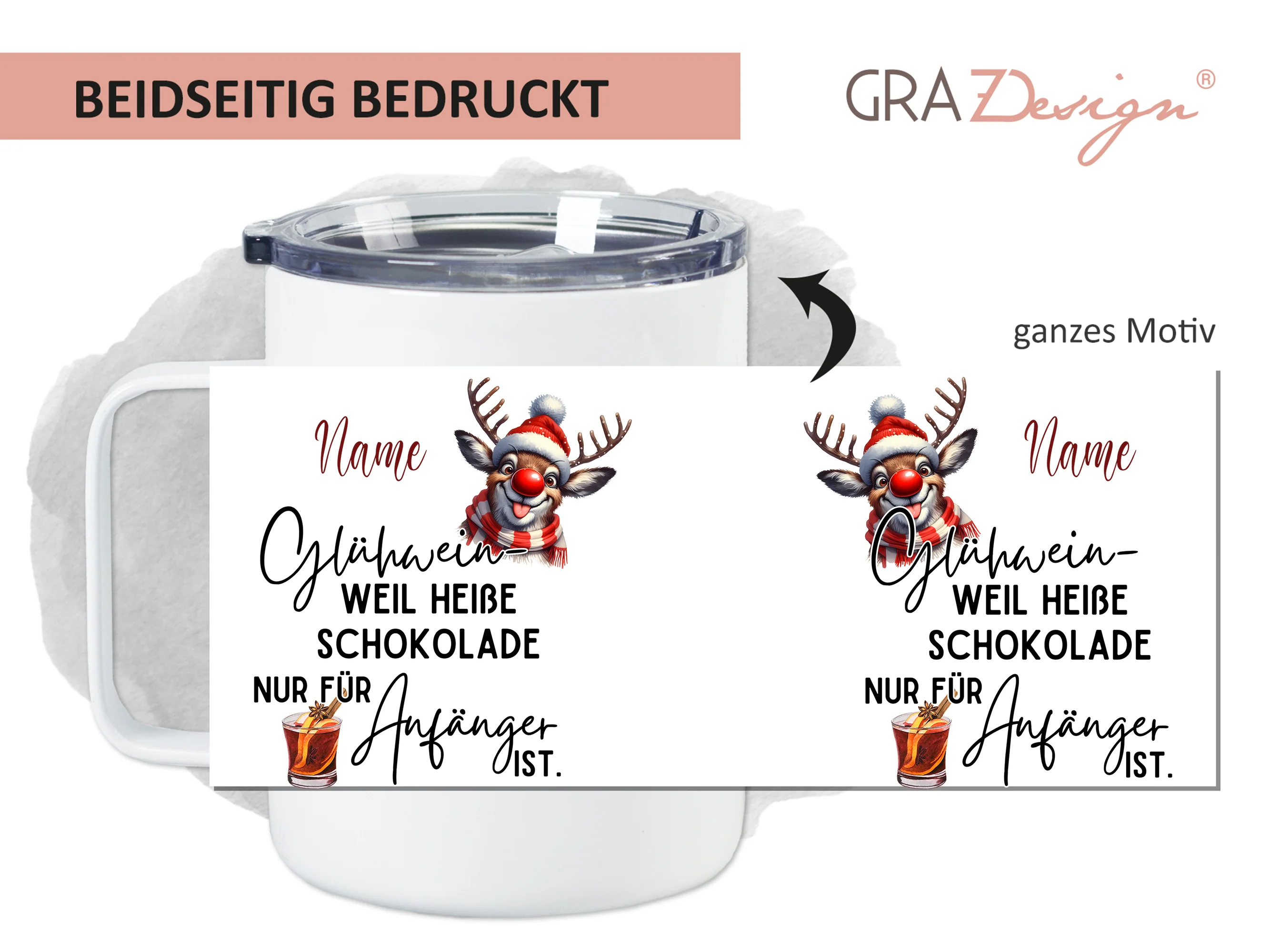 Wanderbecher mit Rentier-Motiv - Image 2