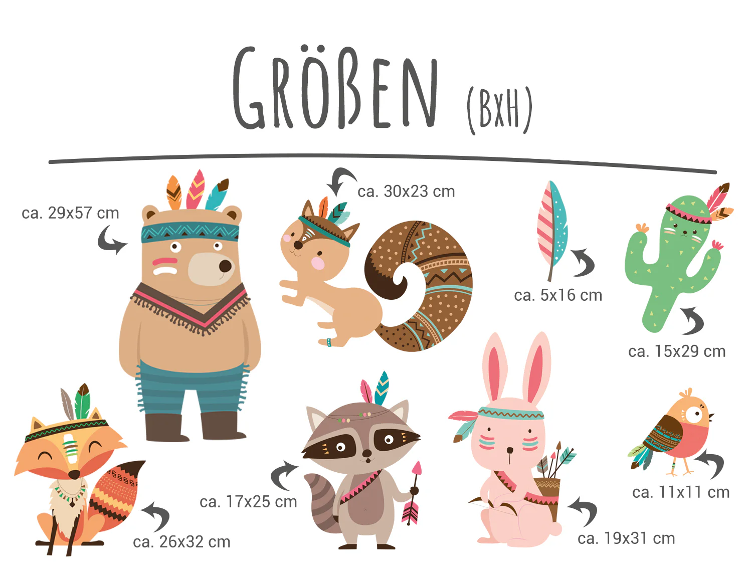 Wandsticker Set – Indianer Waldtiere - Image 3