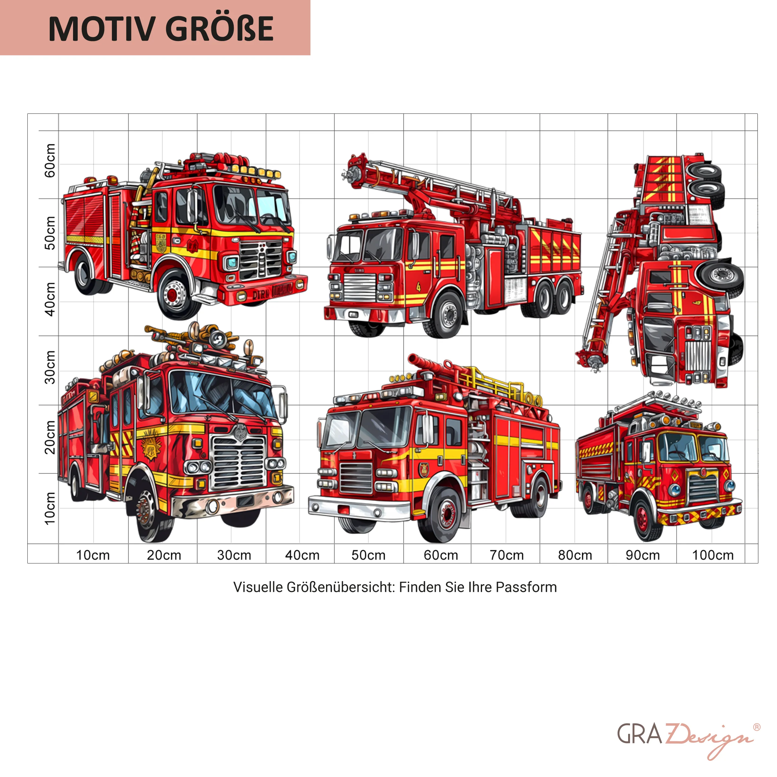 Wandtattoo 6 Feuerwehrfahrzeuge - Image 3