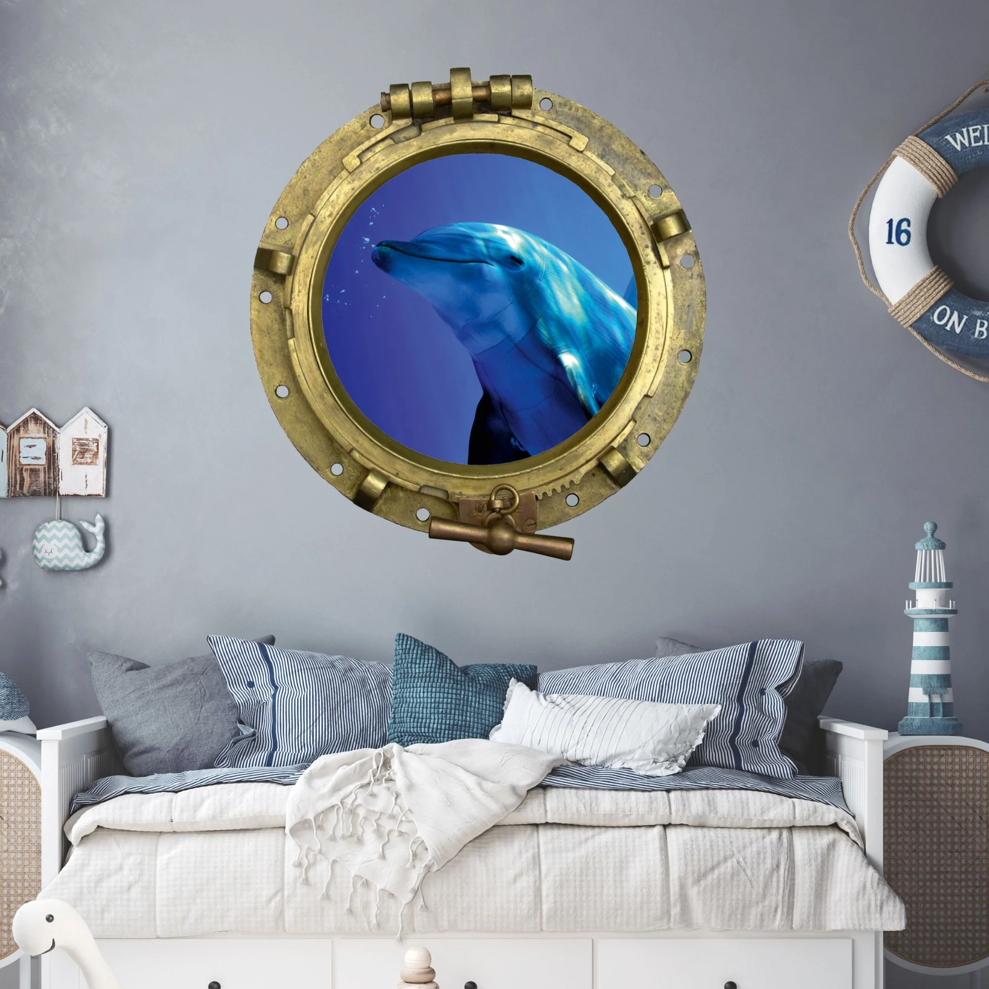 Wandtattoo Bullauge mit Delfin - Image 3