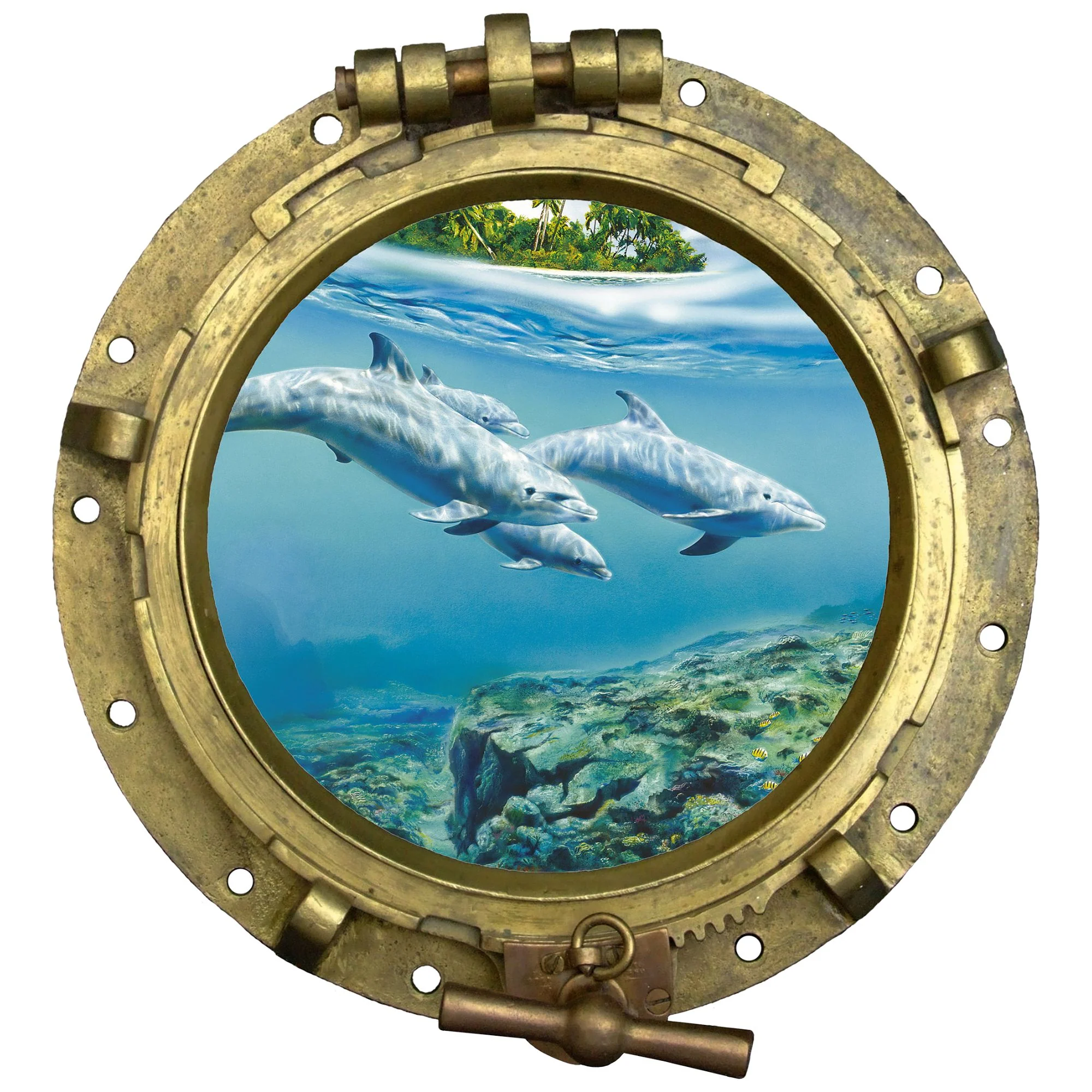 Wandtattoo Bullauge mit Delfinen - Image 2