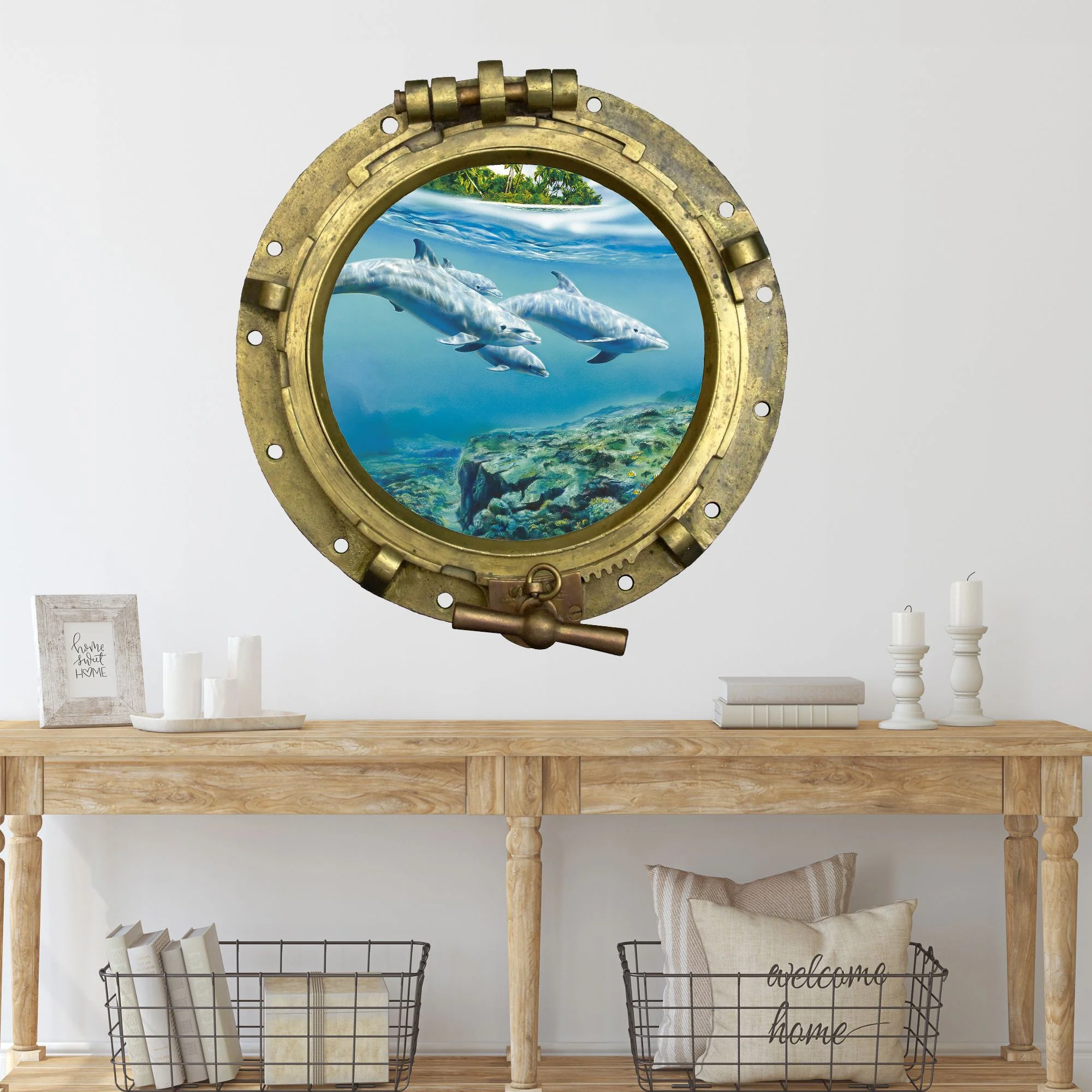 Wandtattoo Bullauge mit Delfinen - Image 4