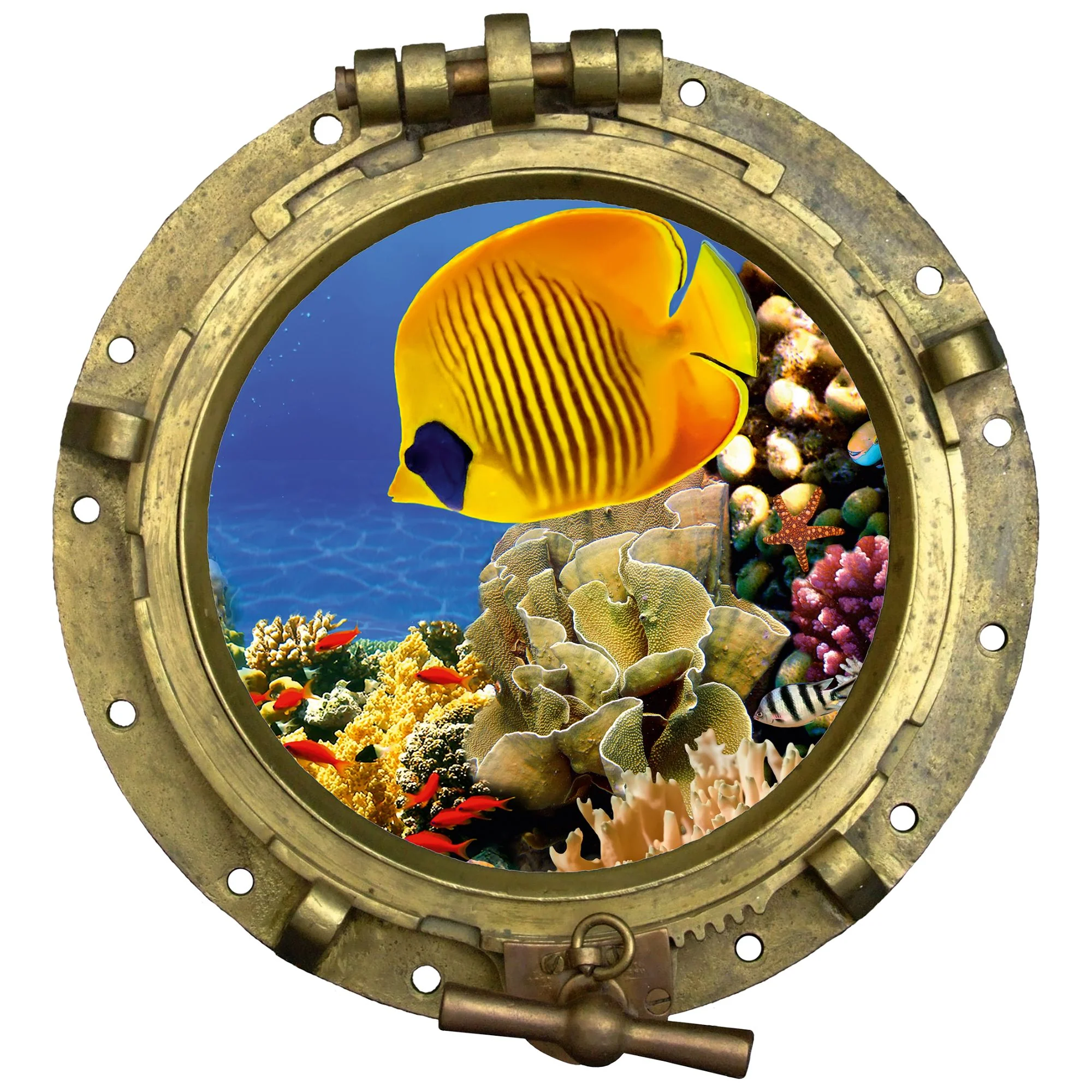 Wandtattoo Bullauge mit Korallenriff & Tropenfisch - Image 2