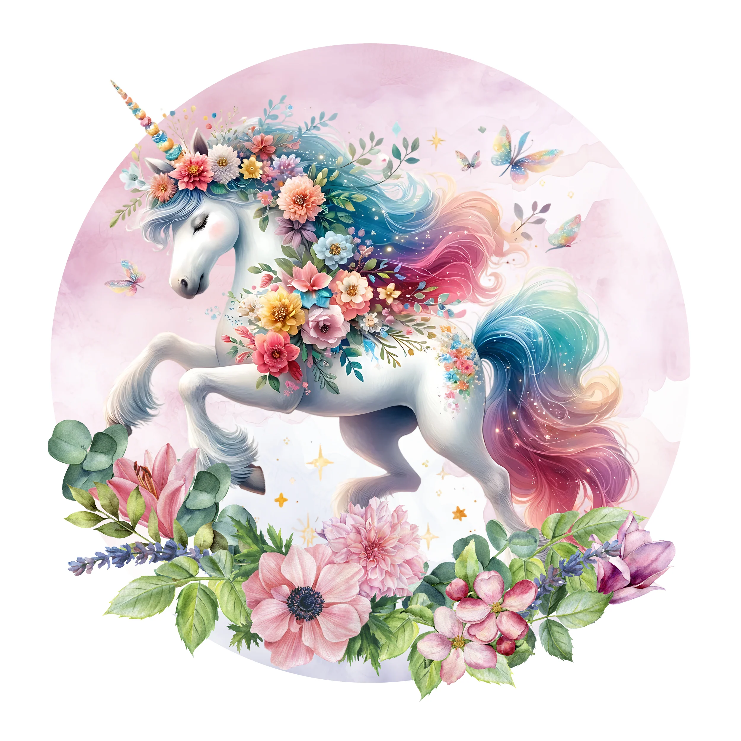 Wandtattoo Einhorn mit Blumen - Image 2