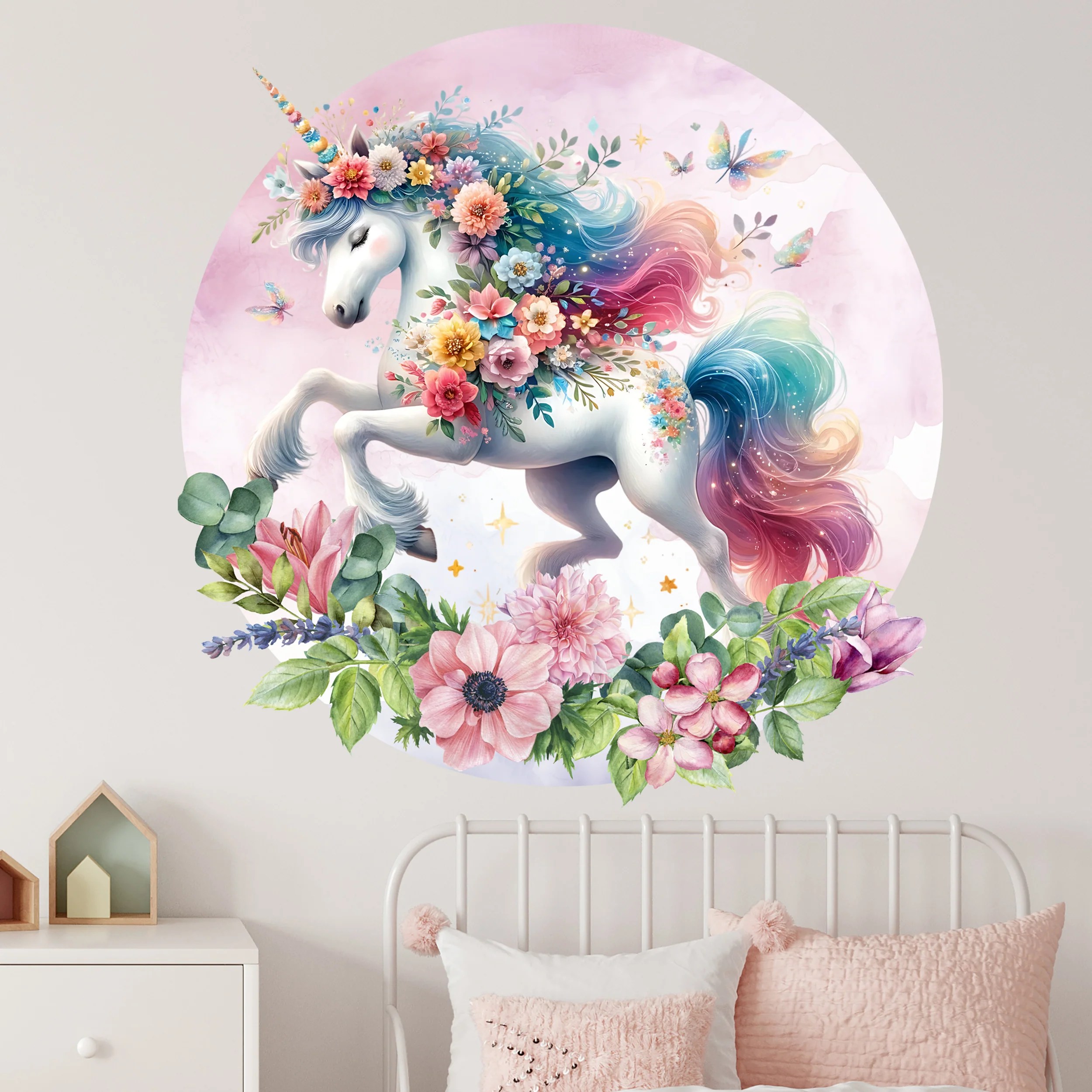 Wandtattoo Einhorn mit Blumen - Image 3