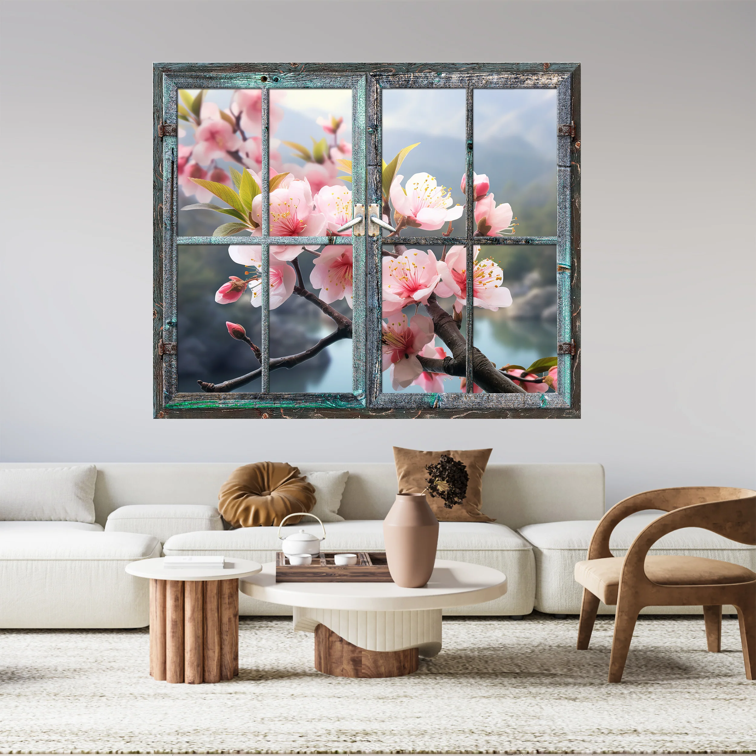 Wandtattoo Fensterblick mit Kirschblüten - Image 4